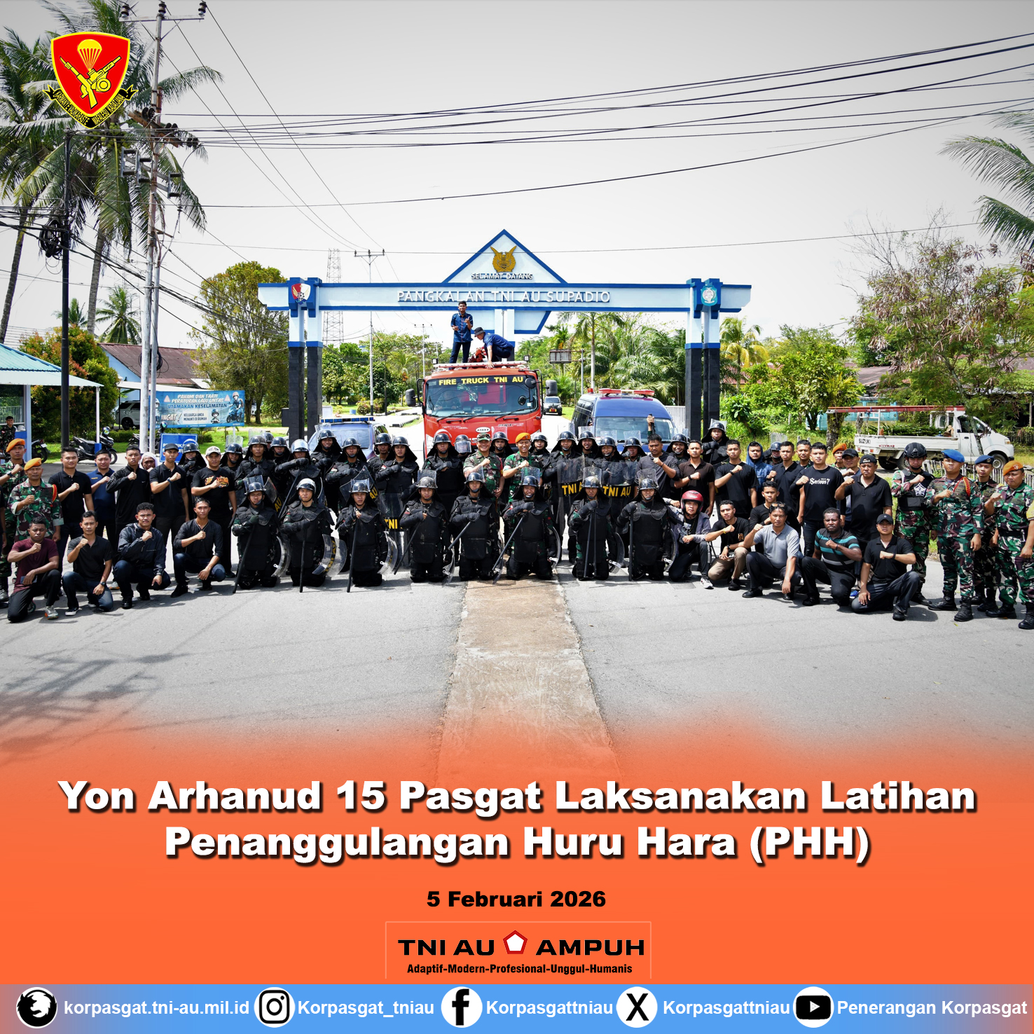 Yon Arhanud 15 Pasgat Laksanakan Latihan Penanggulangan Huru Hara (PHH)