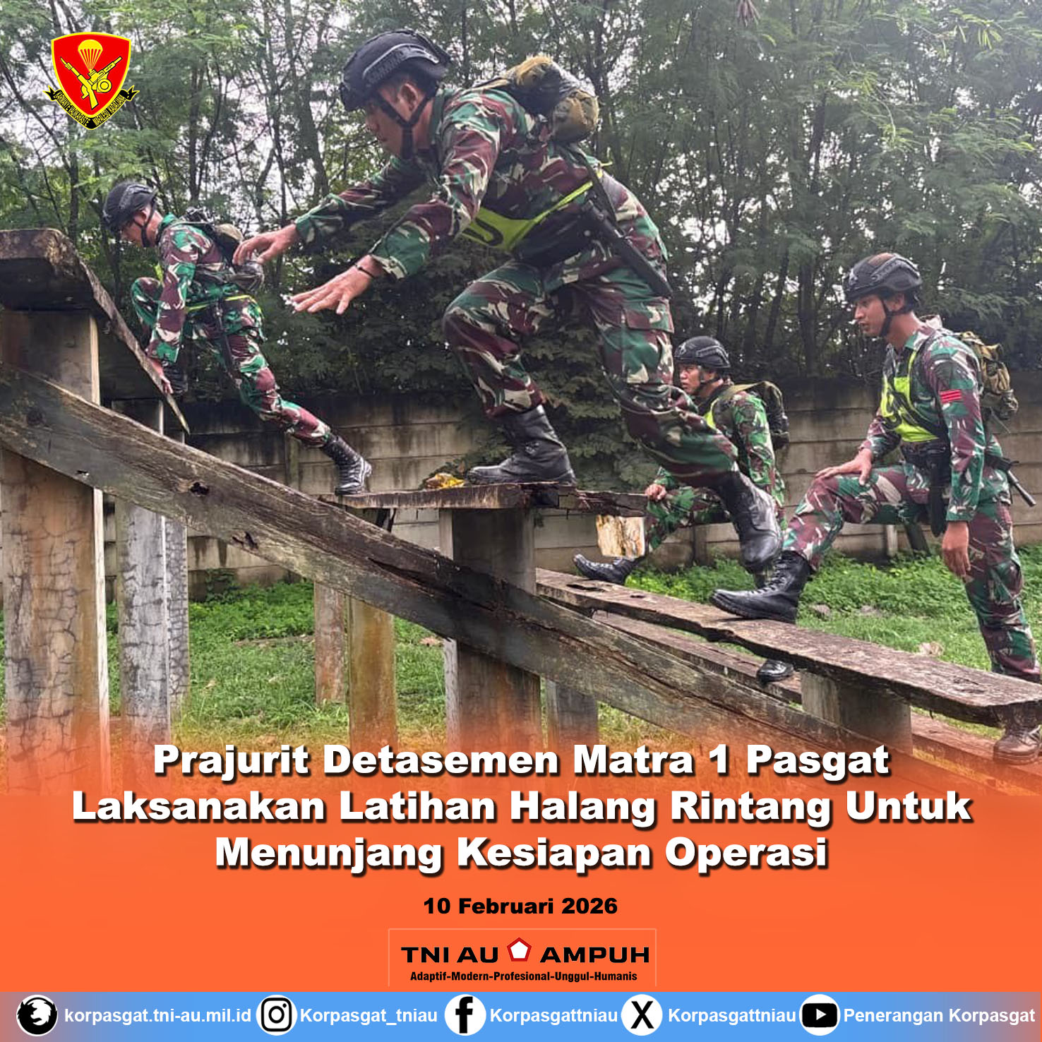 Prajurit Detasemen Matra 1 Pasgat Laksanakan Latihan Halang Rintang Untuk Menunjang Kesiapan Operasi