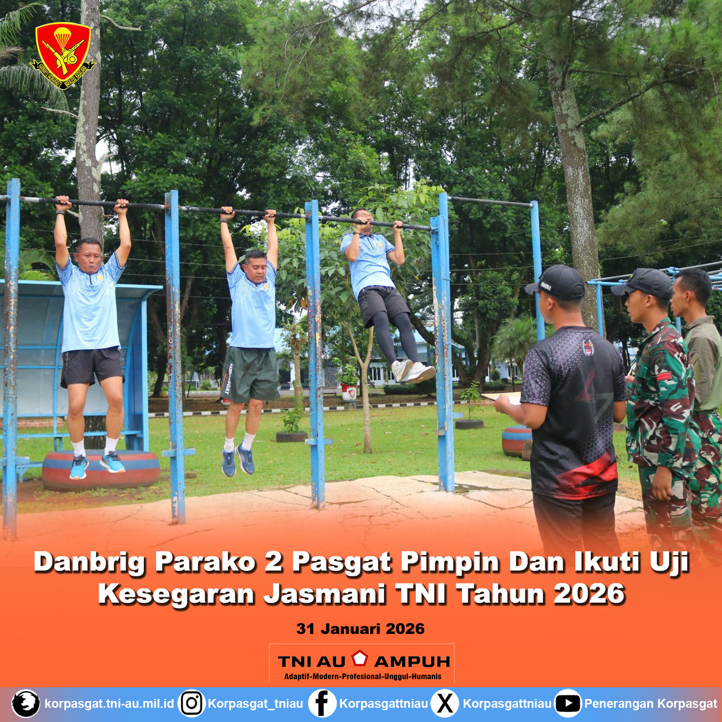 Danbrig Parako 2 Pasgat Pimpin Dan Ikuti Uji Kesegaran Jasmani TNI Tahun 2026
