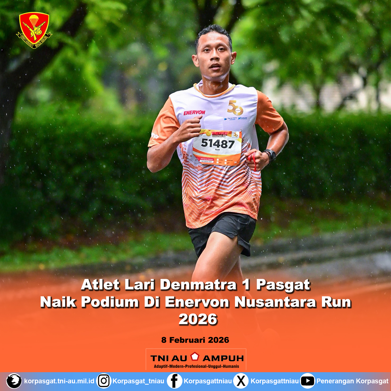 Atlet Lari Denmatra 1 Pasgat Naik Podium Di Enervon Nusantara Run 2026