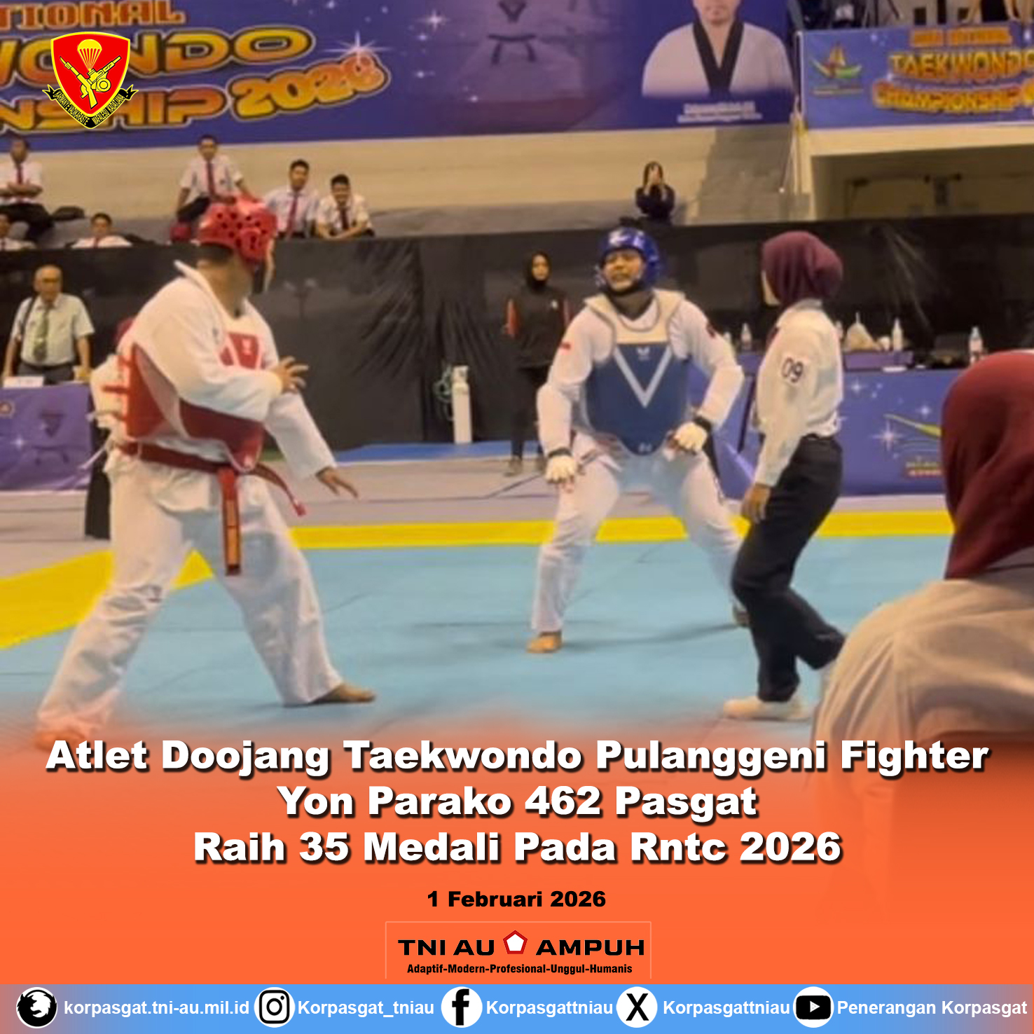 Atlet Doojang Taekwondo Pulanggeni Fighter Yon Parako 462 Pasgat Raih 35 Medali Pada Rntc 2026
