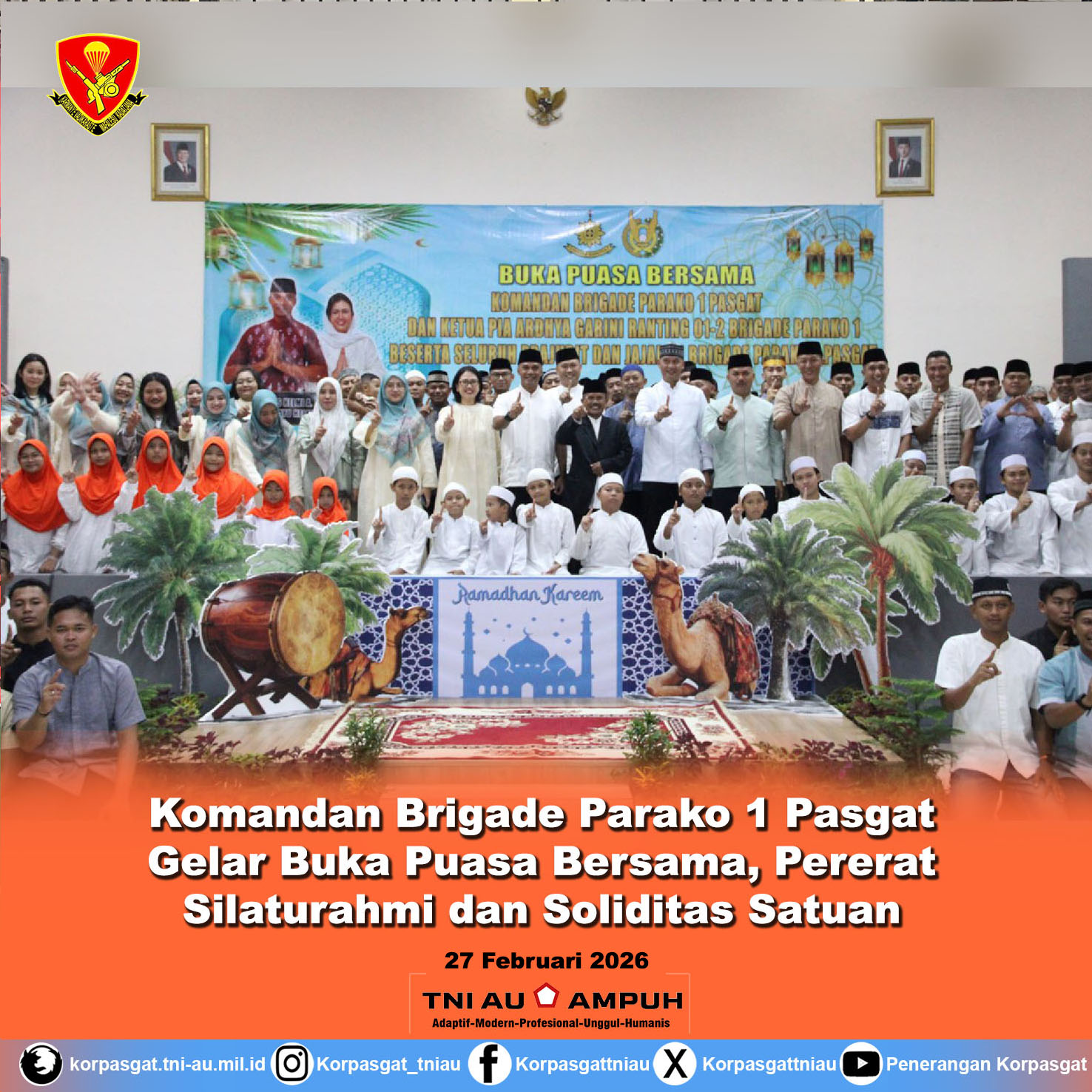 Komandan Brigade Parako 1 Pasgat Gelar Buka Puasa Bersama, Pererat Silaturahmi dan Soliditas Satuan