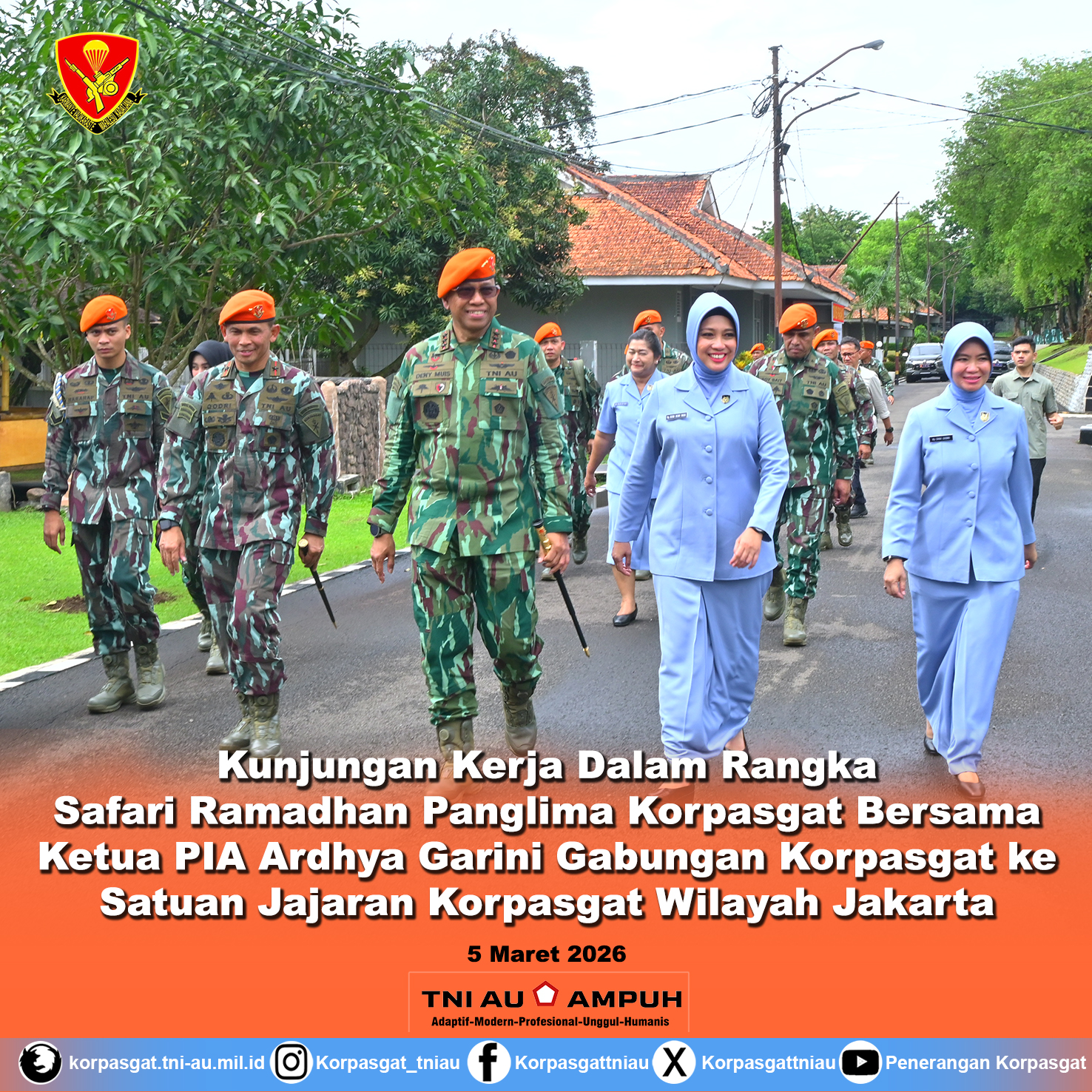 Kunjungan Kerja Dalam Rangka Safari Ramadhan Panglima Korpasgat Bersama Ketua PIA Ardhya Garini Gabungan Korpasgat di Jajaran Korpasgat Wilayah Jakarta