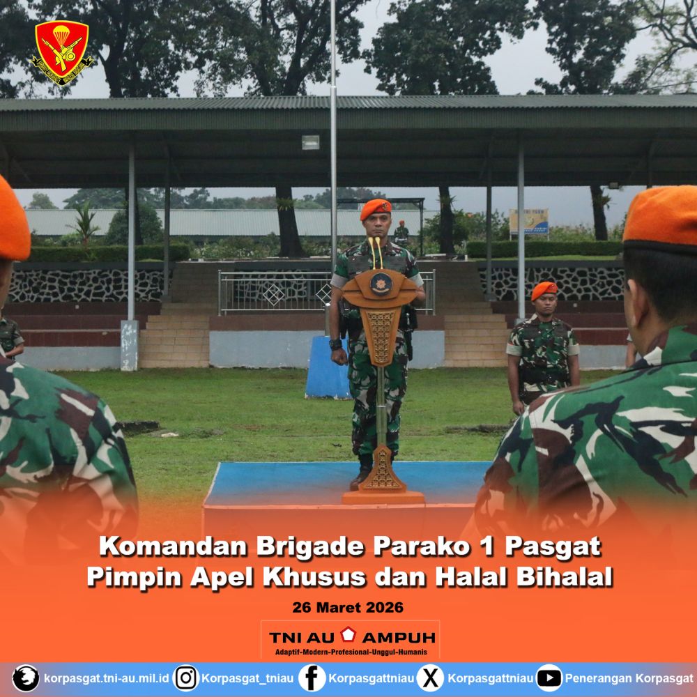 Komandan Brigade Parako 1 Pasgat Pimpin Apel Khusus Dan Halal Bihalal