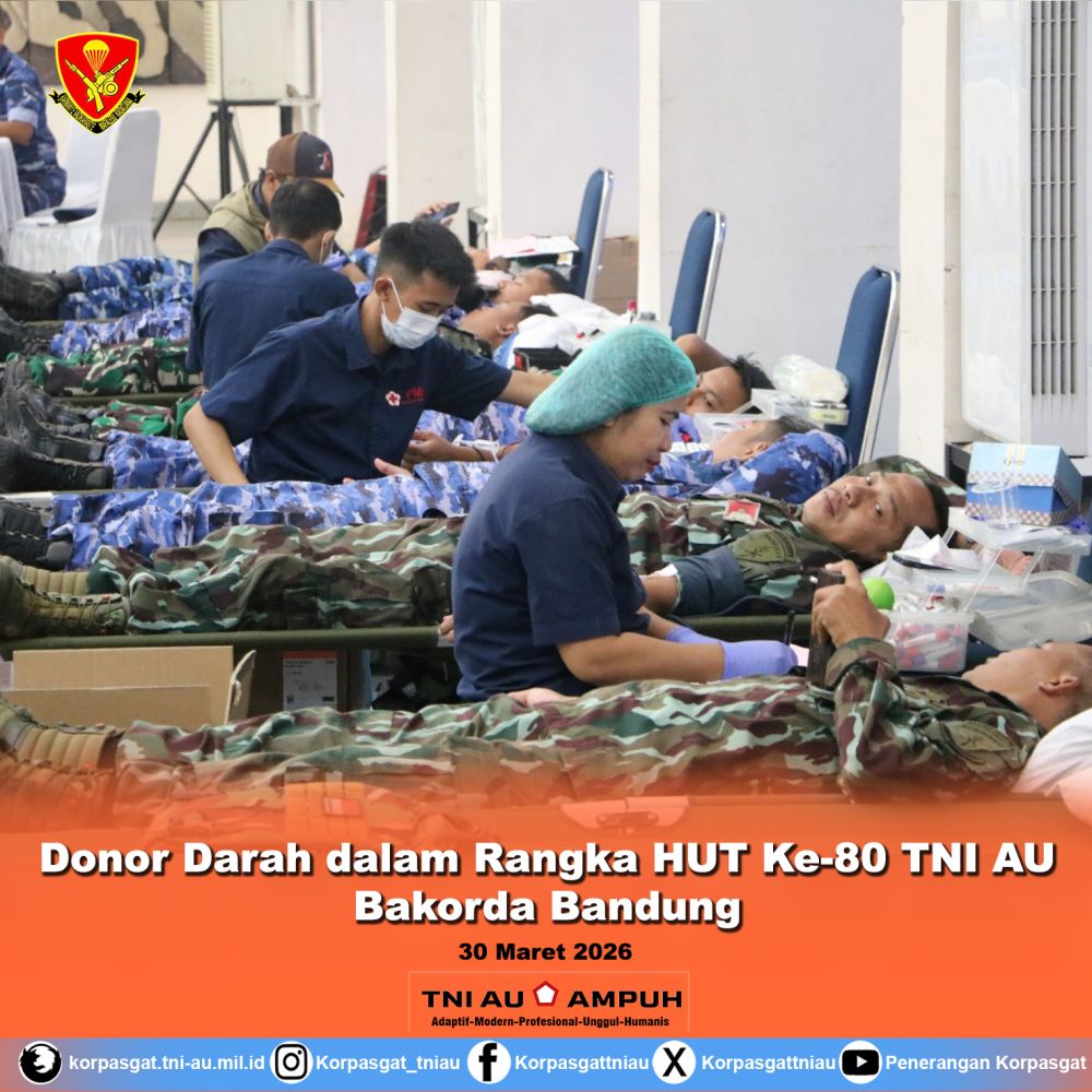Donor Darah dalam Rangka HUT Ke-80 TNI AU Bakorda Bandung