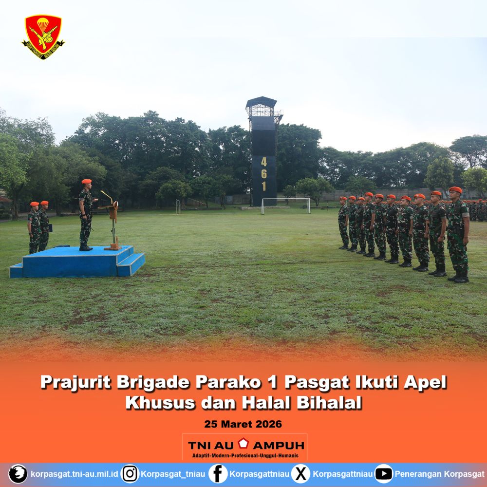 Prajurit Brigade Parako 1 Pasgat Ikuti Apel Khusus dan Halal Bihalal