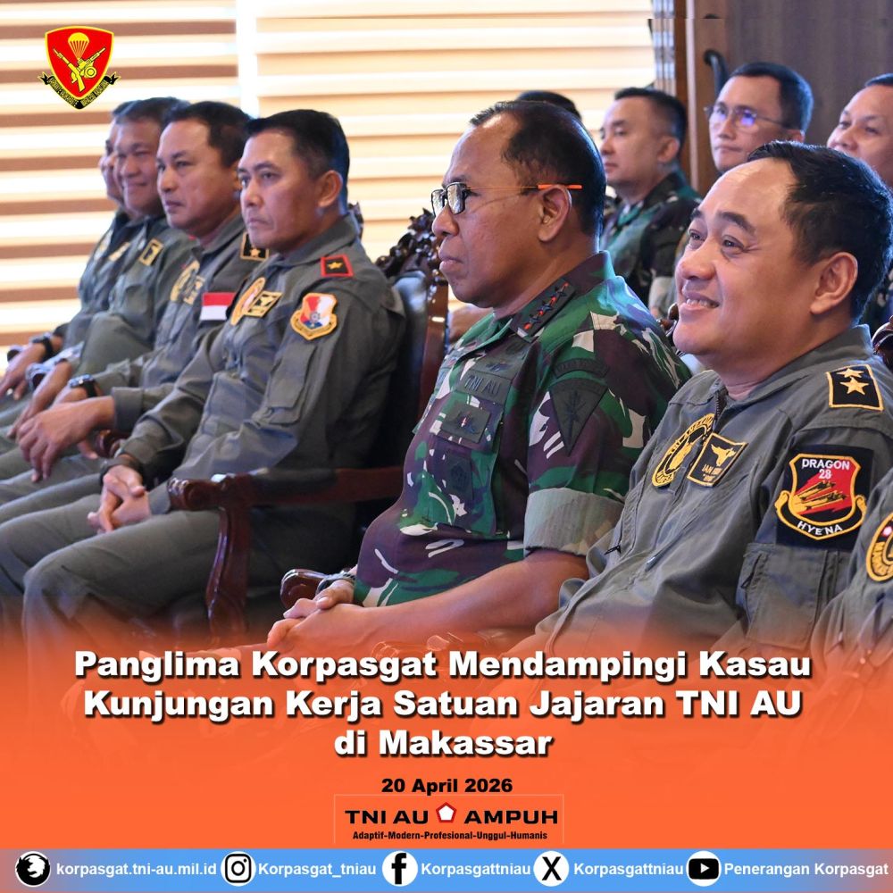 Panglima Korpasgat Mendampingi Kasau Kunjungan Kerja Satuan Jajaran TNI AU di Makassar