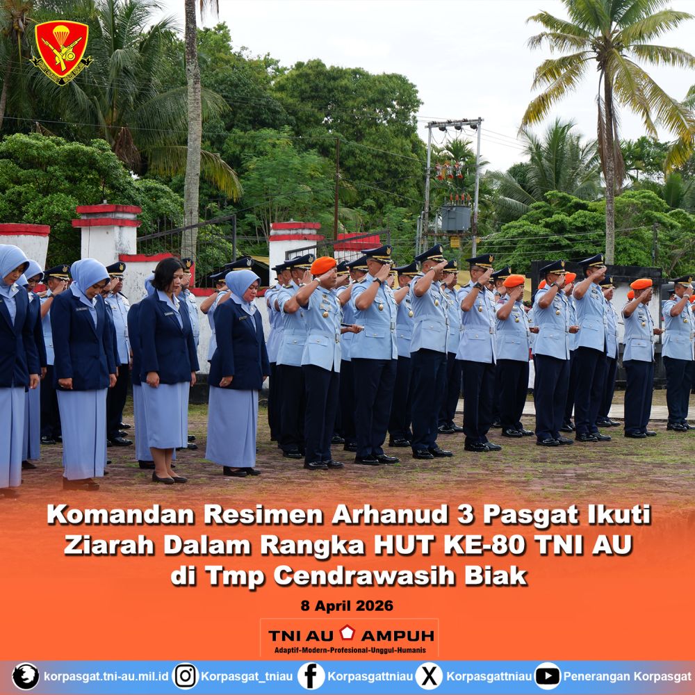 Komandan Resimen Arhanud 3 Pasgat Ikuti Ziarah Dalam Rangka HUT KE-80 TNI AU di Tmp Cendrawasih Biak