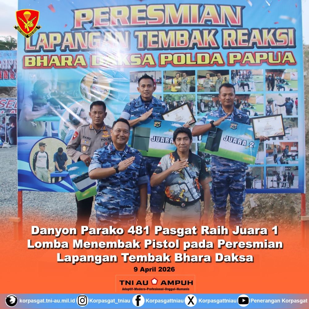 Danyon Parako 481 Pasgat Raih Juara 1 Lomba Menembak Pistol Pada Peresmian Lapangan Tembak Bhara Daksa Danyon Parako 481 Pasgat Raih Juara 1 Lomba Menembak Pistol Pada Peresmian Lapangan Tembak Bhara Daksa