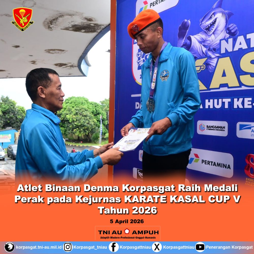 Atlet Binaan Denma Korpasgat Raih Medali Perak pada Kejurnas KARATE KASAL CUP V Tahun 2026