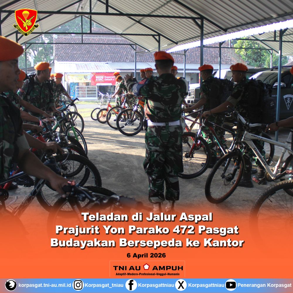 Teladan di Jalur Aspal Prajurit Yon Parako 472 Pasgat Budayakan Bersepeda ke Kantor