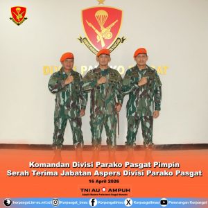 Komandan Divisi Parako Pasgat Pimpin Serah Terima Jabatan Aspers Divisi Parako Pasgat