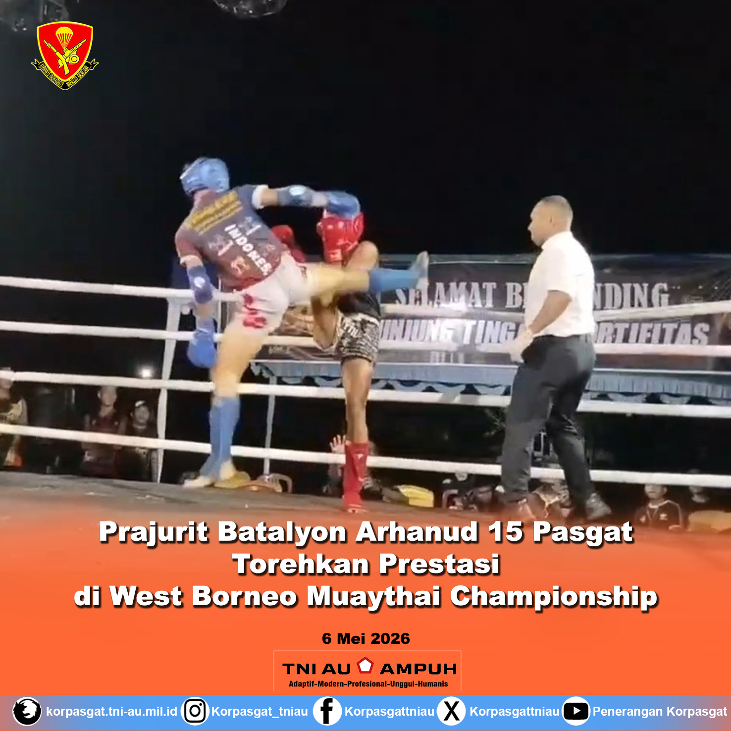 Prajurit Batalyon Arhanud 15 Pasgat Torehkan Prestasi di West Borneo Muaythai Championship