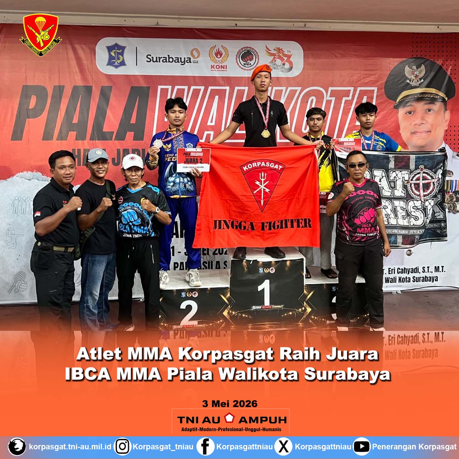 Atlet MMA Korpasgat Raih Juara IBCA MMA Piala Walikota Surabaya
