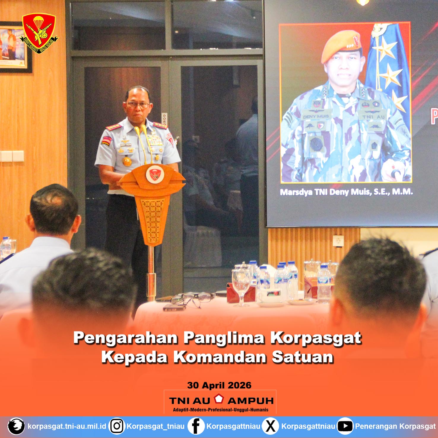 Pengarahan Panglima Korpasgat kepada Komandan Satuan