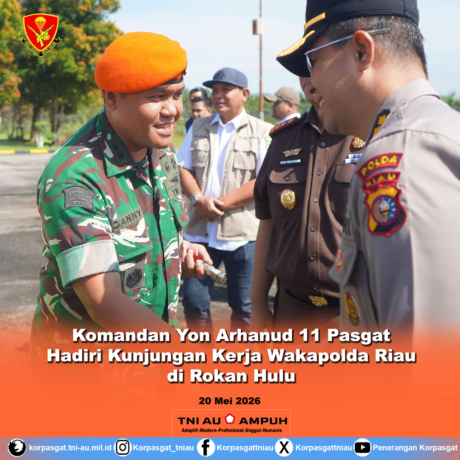 Komandan Yon Arhanud 11 Pasgat Hadiri Kunjungan Kerja Wakapolda Riau di Rokan Hulu
