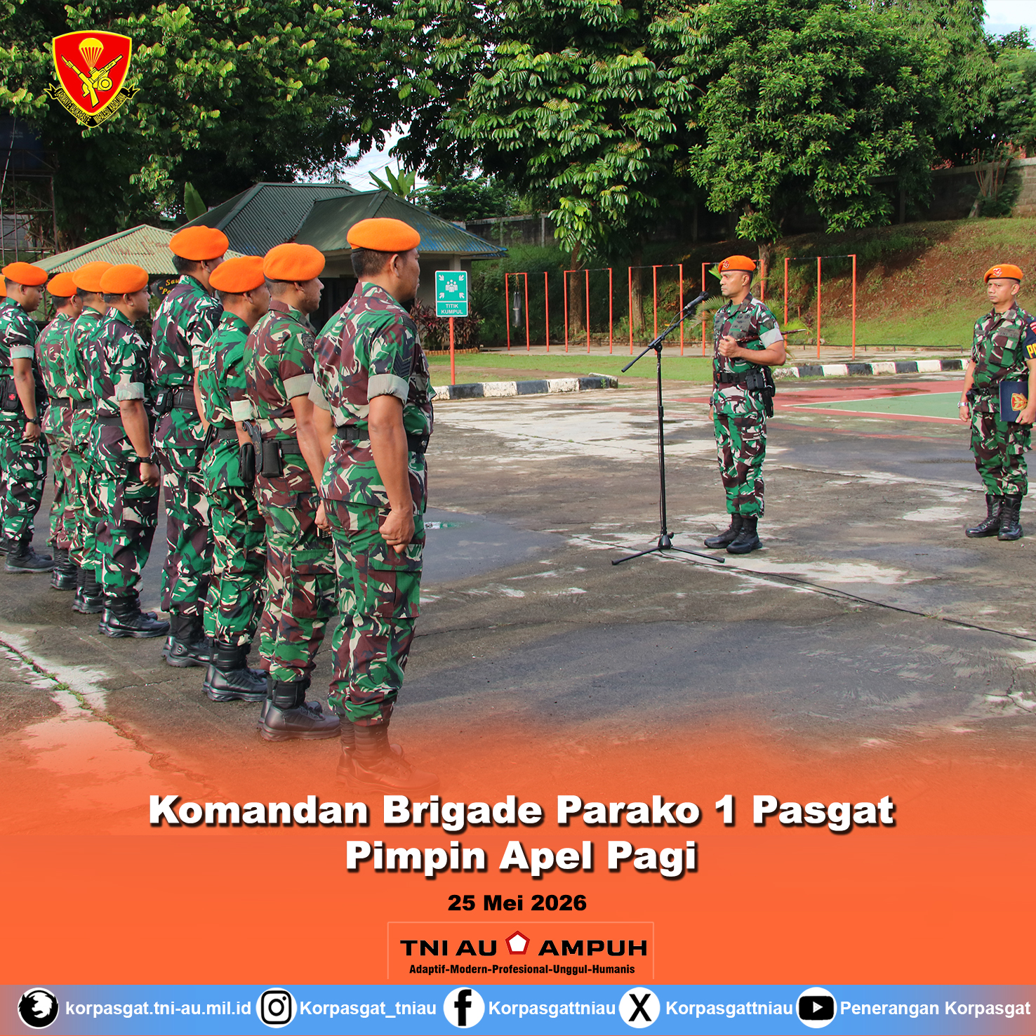 Komandan Brigade Parako 1 Pasgat Pimpin Apel Pagi