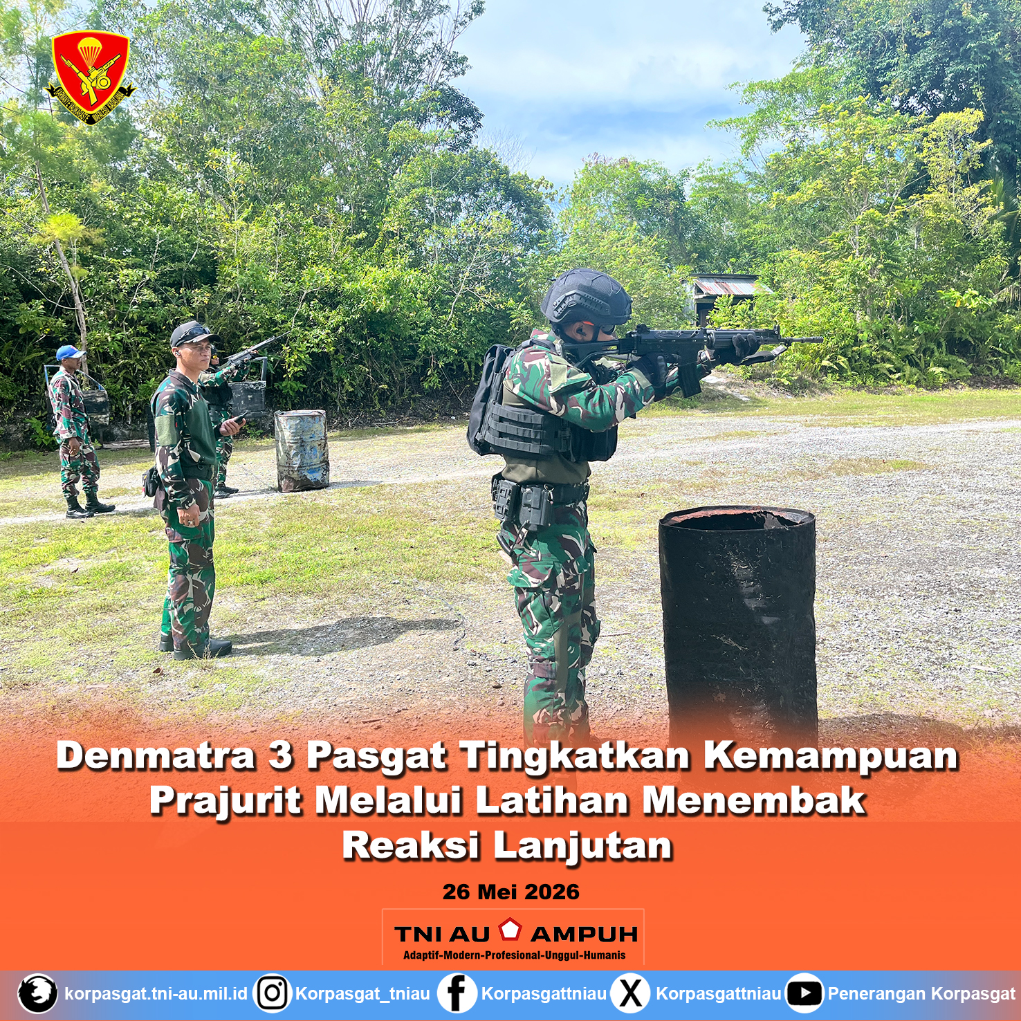Denmatra 3 Pasgat Tingkatkan Kemampuan Prajurit Melalui Latihan Menembak Reaksi Lanjutan