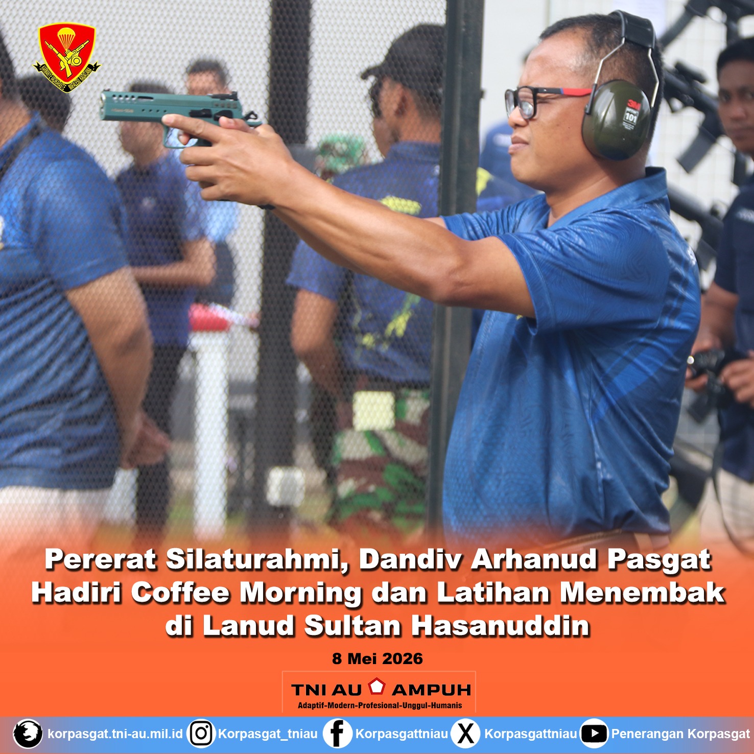 Pererat Silaturahmi, Dandiv Arhanud Pasgat Hadiri Coffee Morning dan Latihan Menembak di Lanud Sultan Hasanuddin