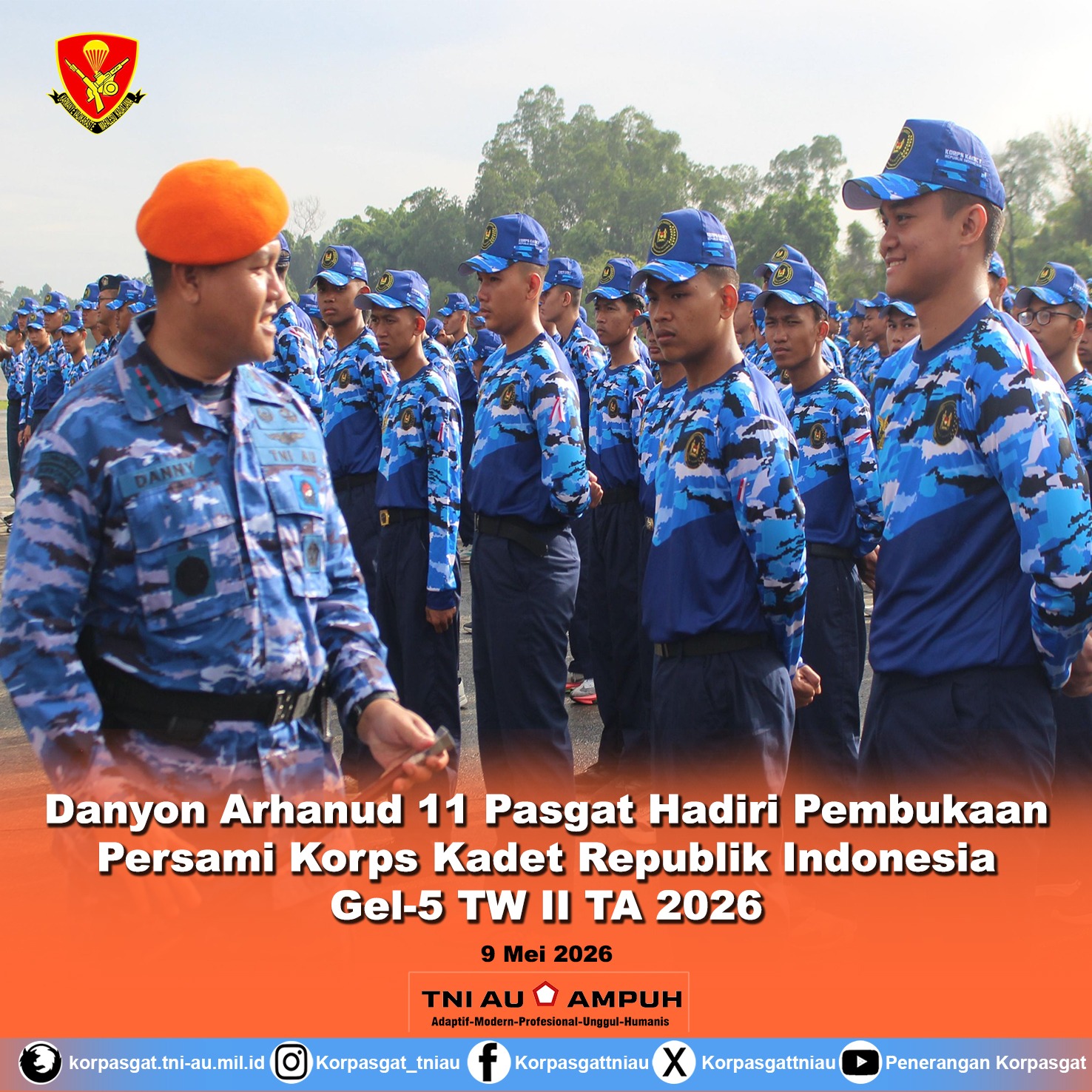 Danyon Arhanud 11 Pasgat Hadiri Pembukaan Persami Korps Kadet Republik Indonesia Gel-5 TW II TA 2026