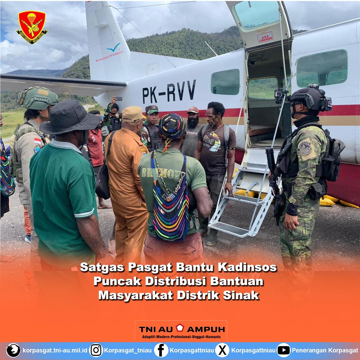 Satgas Pasgat Kolaborasi Dinsos Puncak Distribusi Bantuan Masyarakat Distrik Sinak