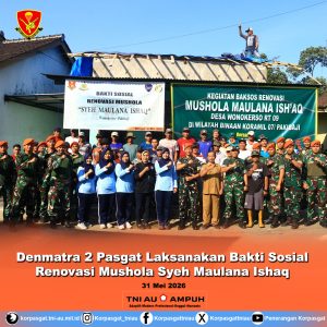Denmatra 2 Pasgat Laksanakan Bakti Sosial Renovasi Mushola Syeh Maulana Ishaq
