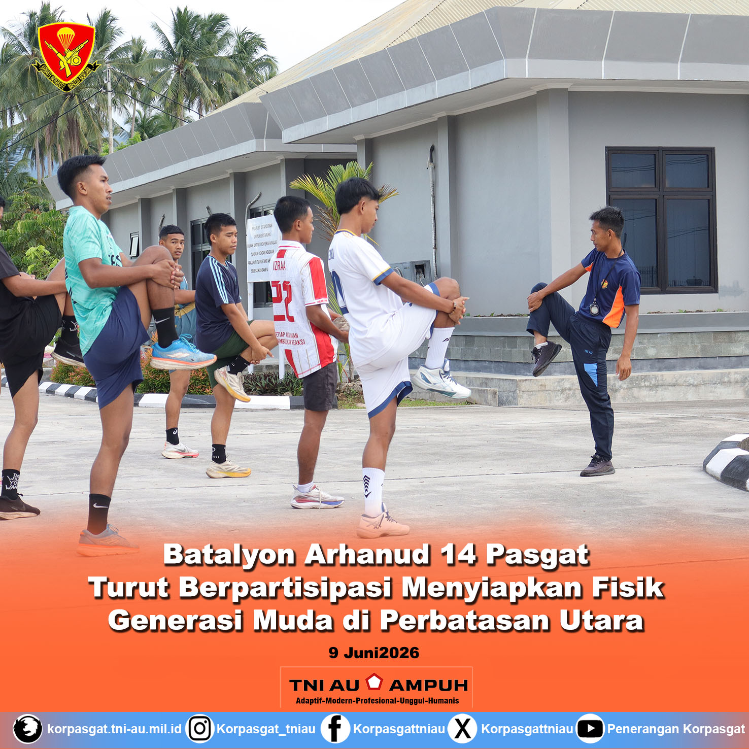 Batalyon Arhanud 14 Pasgat Turut Berpartisipasi Menyiapkan Fisik Generasi Muda di Perbatasan Utara