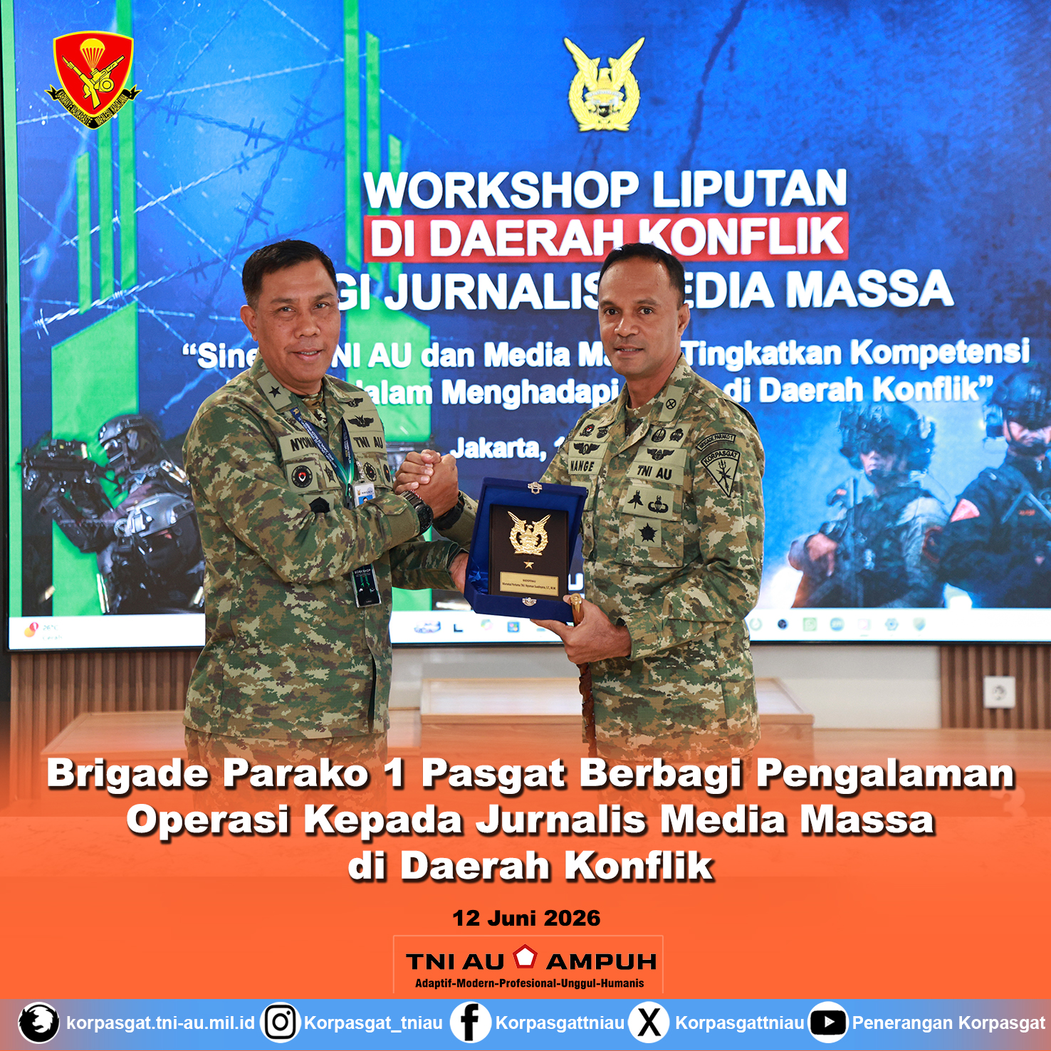 Brigade Parako 1 Pasgat Berbagi Pengalaman Operasi Kepada Jurnalis Media Massa di Daerah Konflik