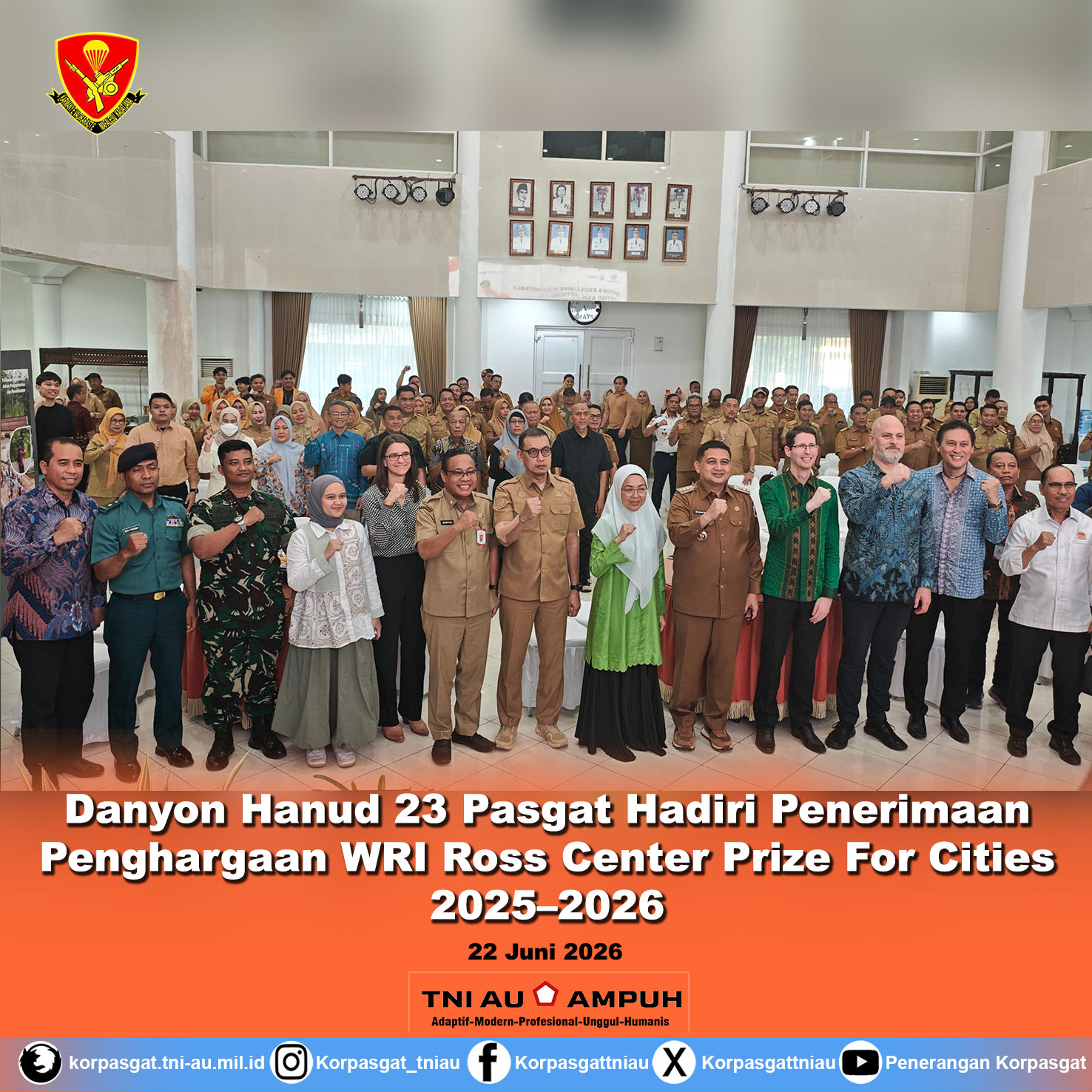 Danyon Hanud 23 Pasgat Hadiri Penerimaan Penghargaan WRI Ross Center Prize For Cities 2025–2026
