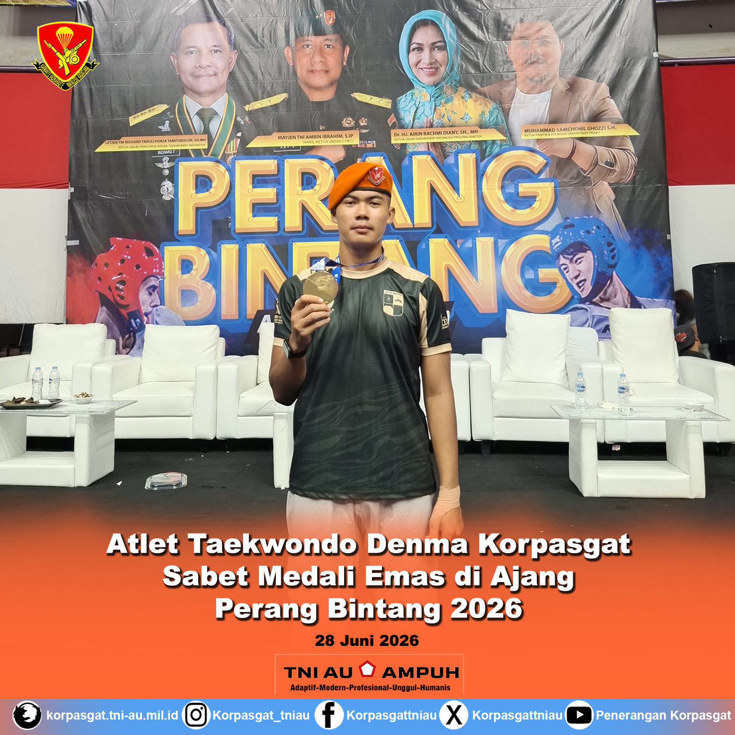 Atlet Taekwondo Denma Korpasgat Sabet Medali Emas di Ajang Perang Bintang 2026