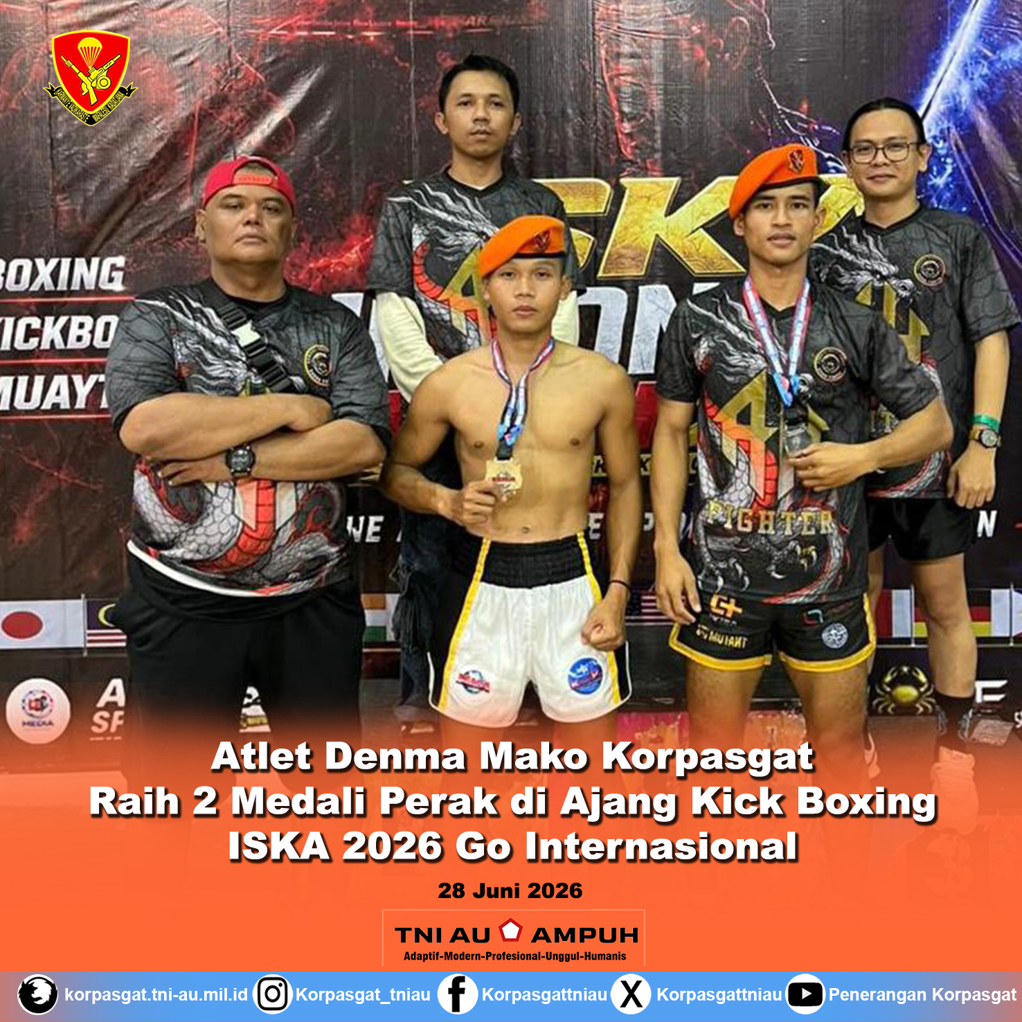Atlet Denma Mako Korpasgat Raih 2 Medali Perak di Ajang Kick Boxing ISKA 2026 Go Internasional