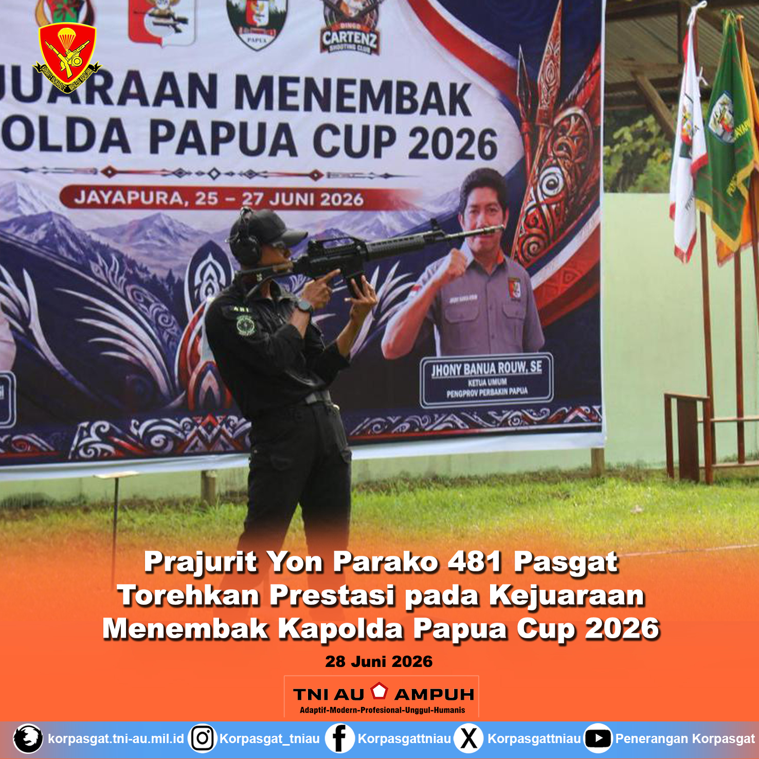 Prajurit Yon Parako 481 Pasgat Torehkan Prestasi pada Kejuaraan Menembak Kapolda Papua Cup 2026