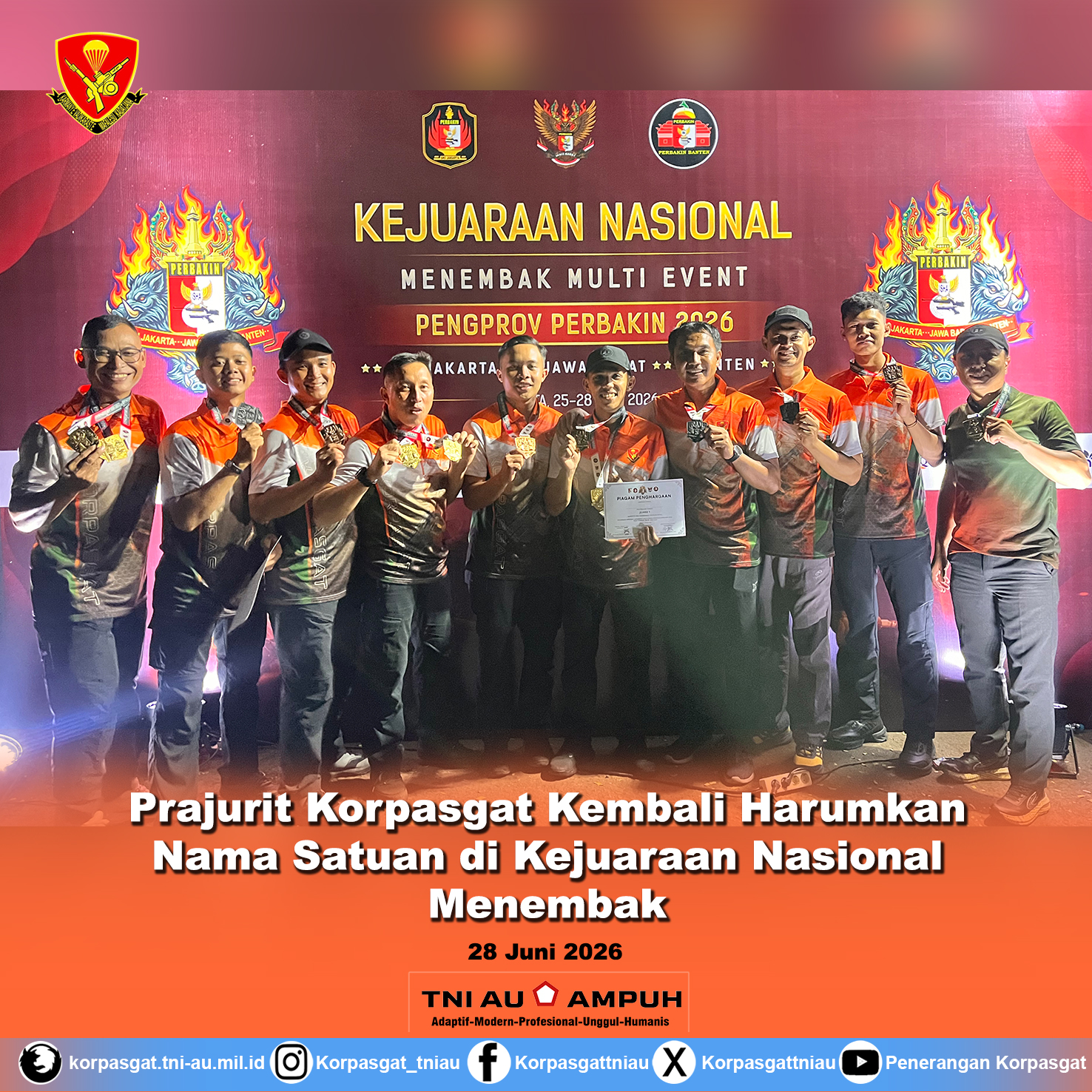 Prajurit Korpasgat Kembali Harumkan Nama Satuan di Kejuaraan Nasional Menembak