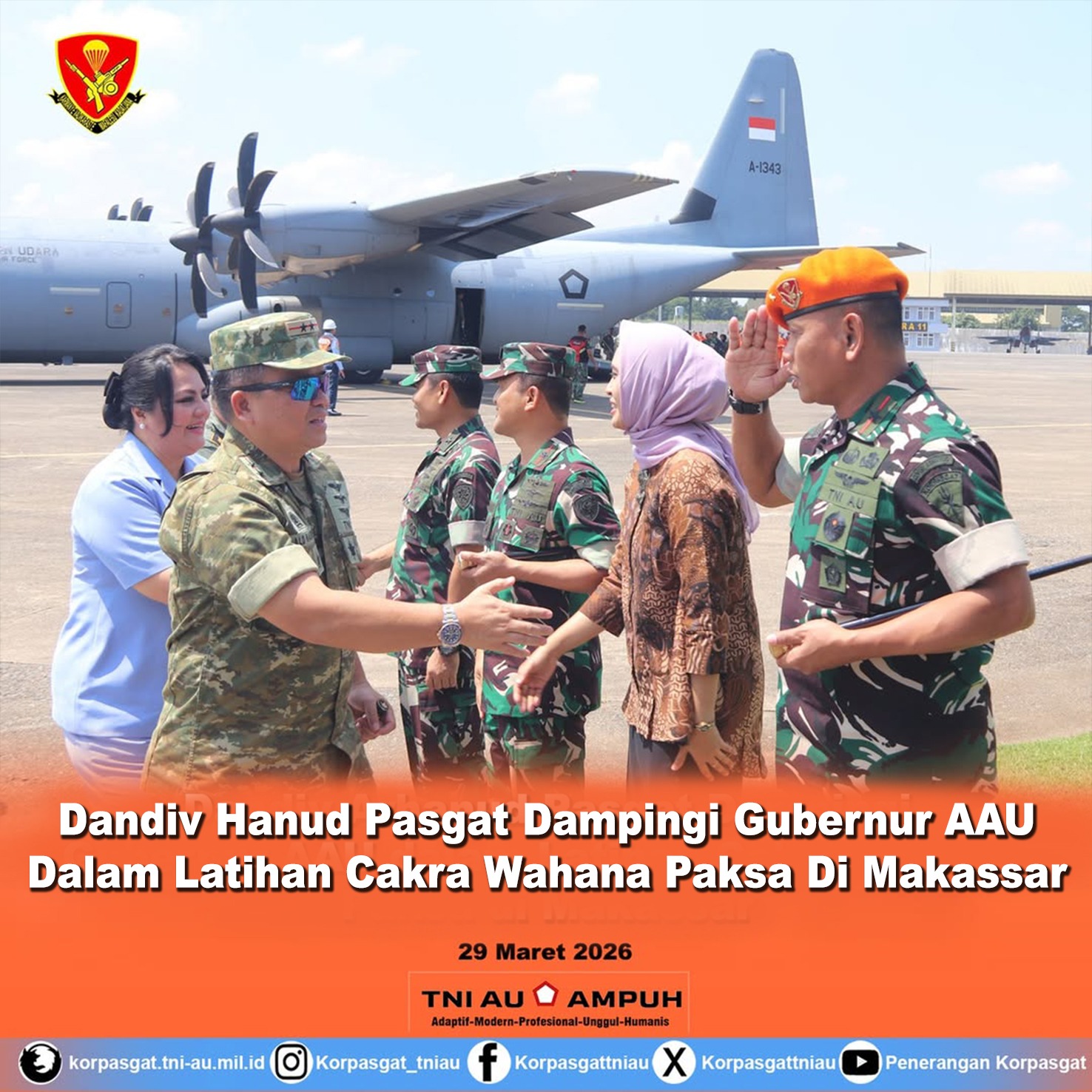 Dandiv Hanud Pasgat Dampingi Gubernur AAU Dalam Latihan Cakra Wahana Paksa Di Makassar