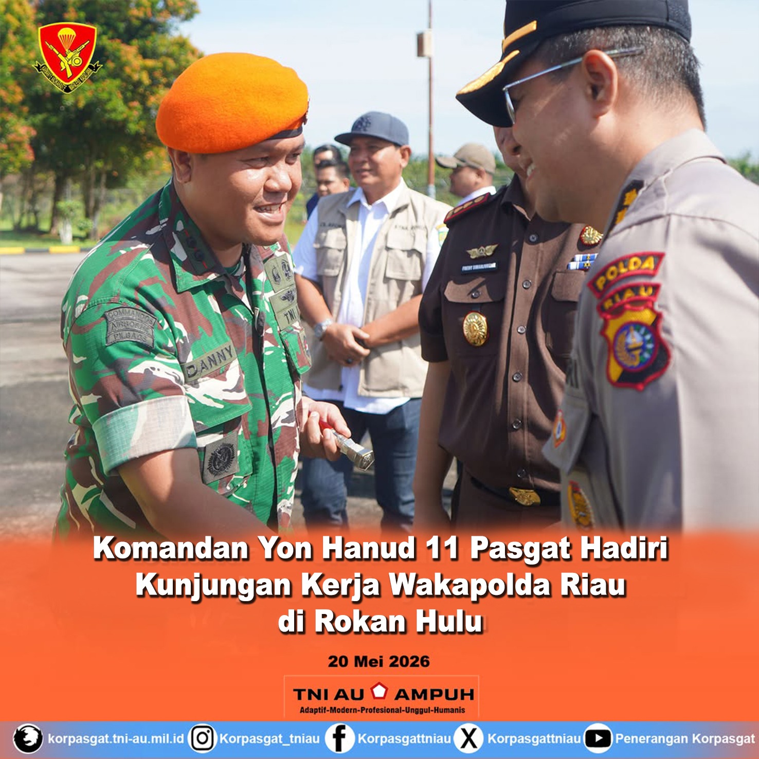 Komandan Yon Hanud 11 Pasgat Hadiri Kunjungan Kerja Wakapolda Riau di Rokan Hulu