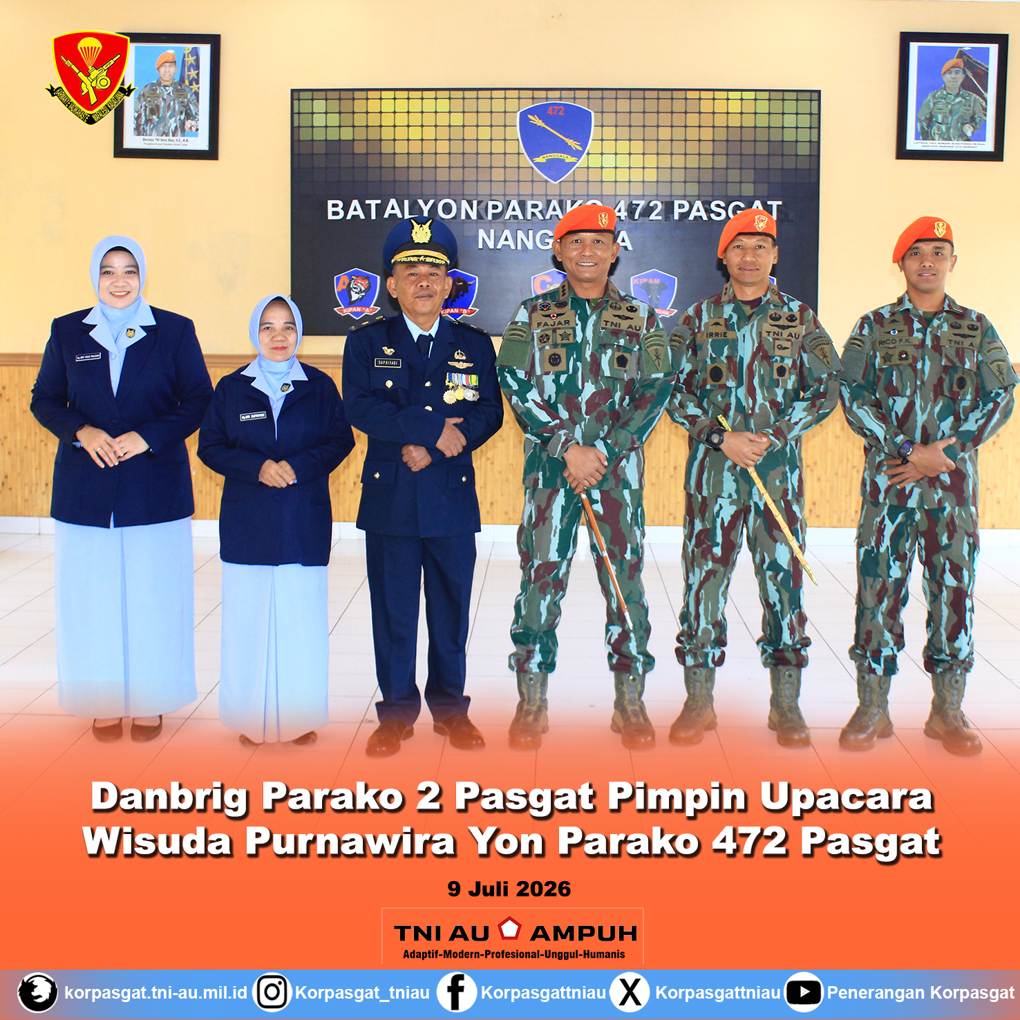 Danbrig Parako 2 Pasgat Pimpin Upacara Wisuda Purnawira Yon Parako 472 Pasgat