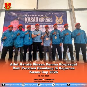 Atlet Karate Binaan Denma Korpasgat Raih Prestasi Gemilang di Kejurnas Kasau Cup 2026