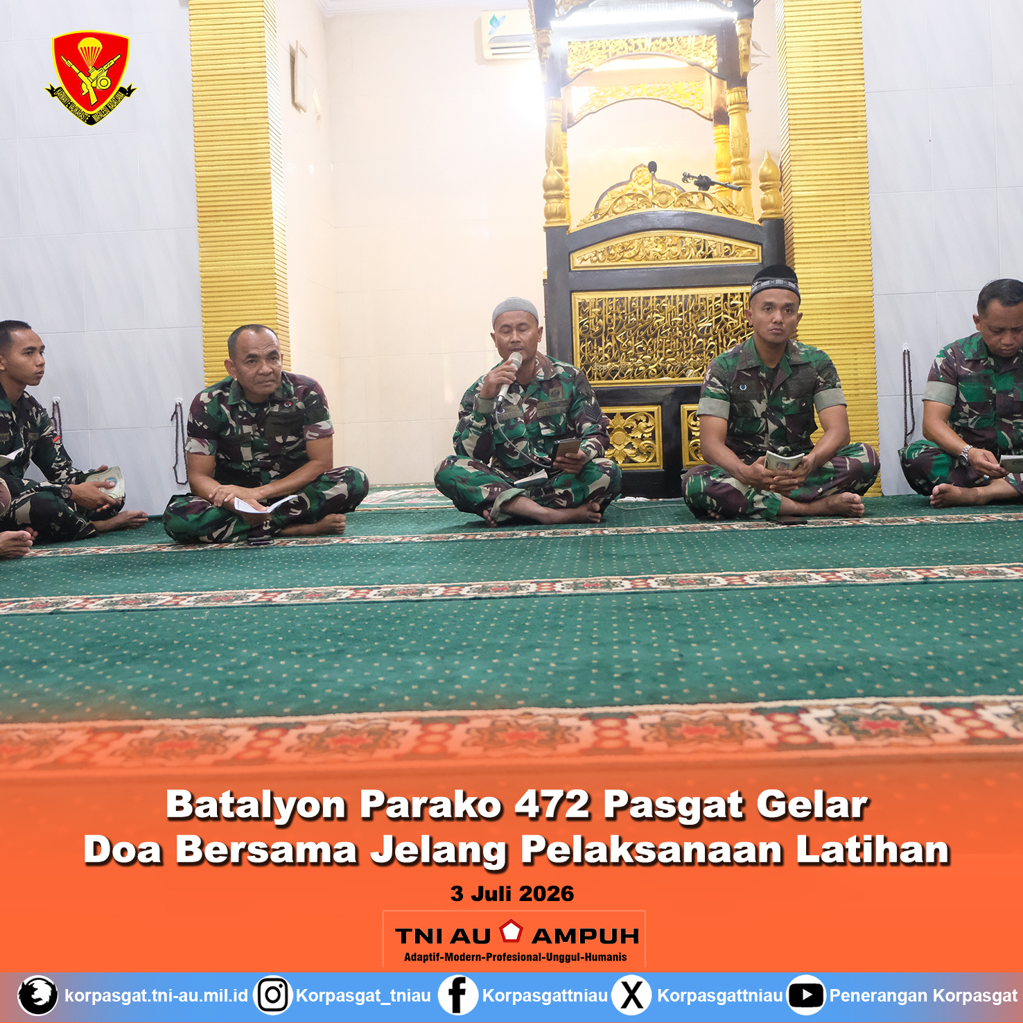 Batalyon Parako 472 Pasgat Gelar Doa Bersama Jelang Pelaksanaan Latihan Batalyon Parako 472 Pasgat Gelar Doa Bersama Jelang Pelaksanaan Latihan