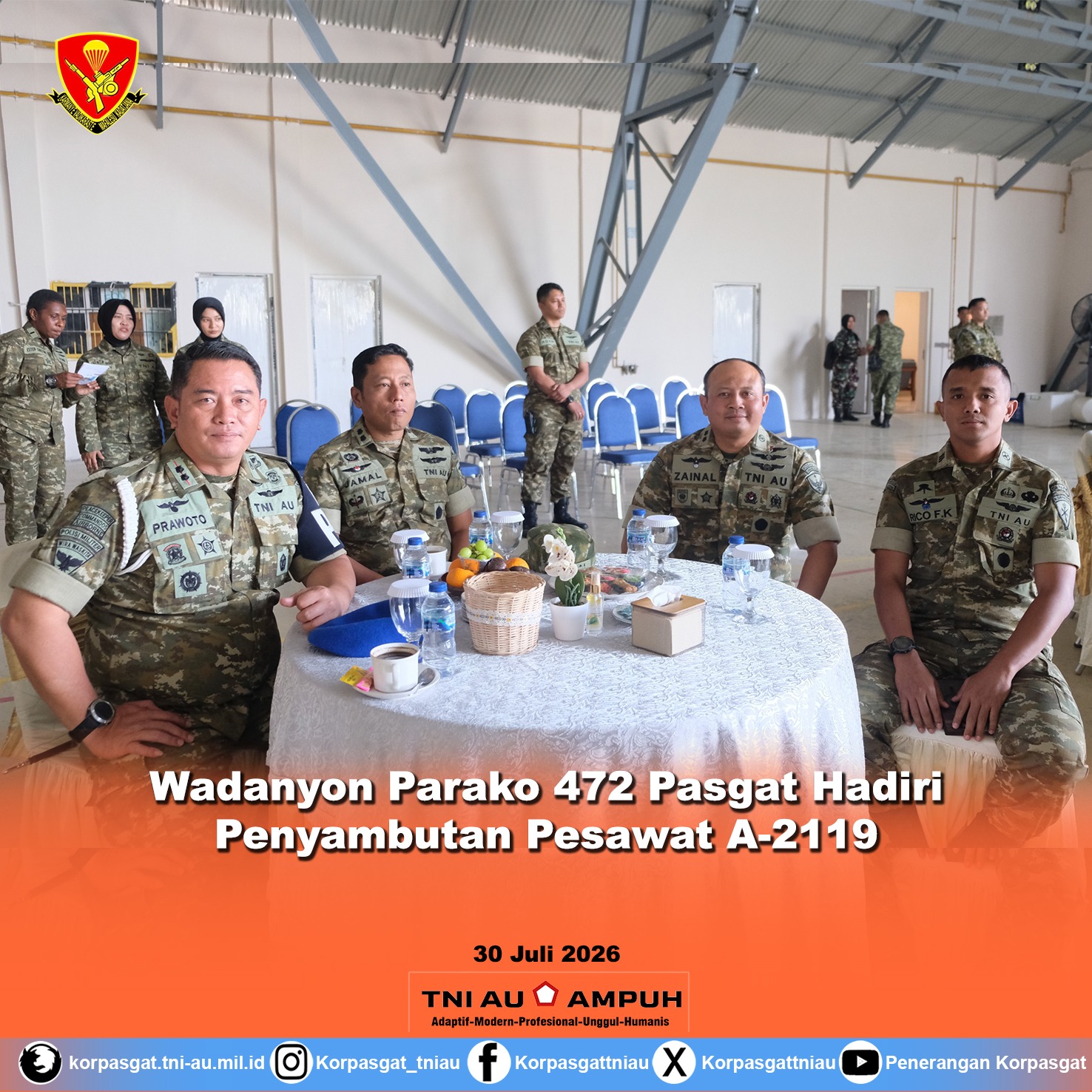 Wadanyon Parako 472 Pasgat Hadiri Penyambutan Pesawat A-2119 Wadanyon Parako 472 Pasgat Hadiri Penyambutan Pesawat A-2119