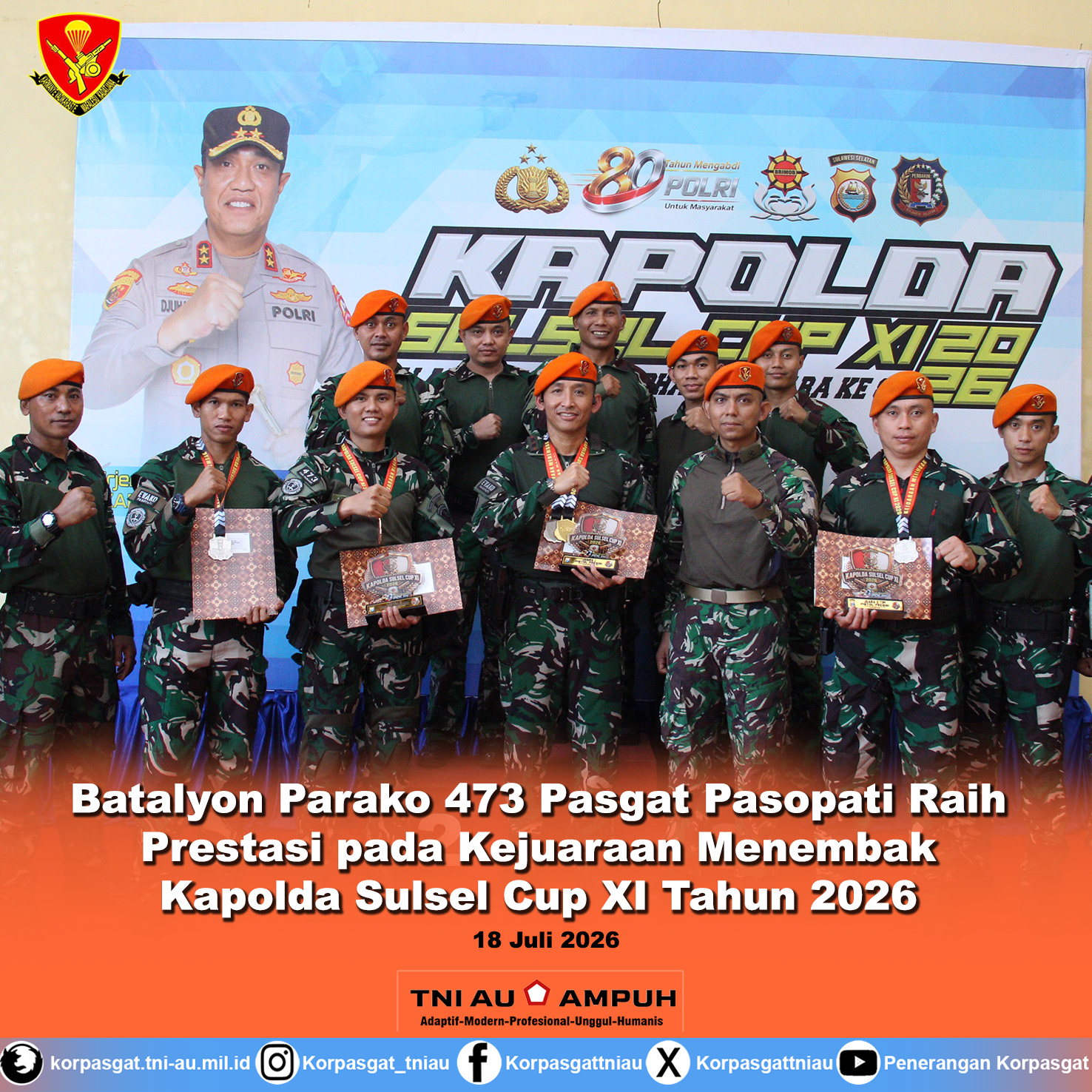 Batalyon Parako 473 Pasgat Pasopati Raih Prestasi pada Kejuaraan Menembak Kapolda Sulsel Cup XI Tahun 2026 Batalyon Parako 473 Pasgat Pasopati Raih Prestasi pada Kejuaraan Menembak Kapolda Sulsel Cup XI Tahun 2026