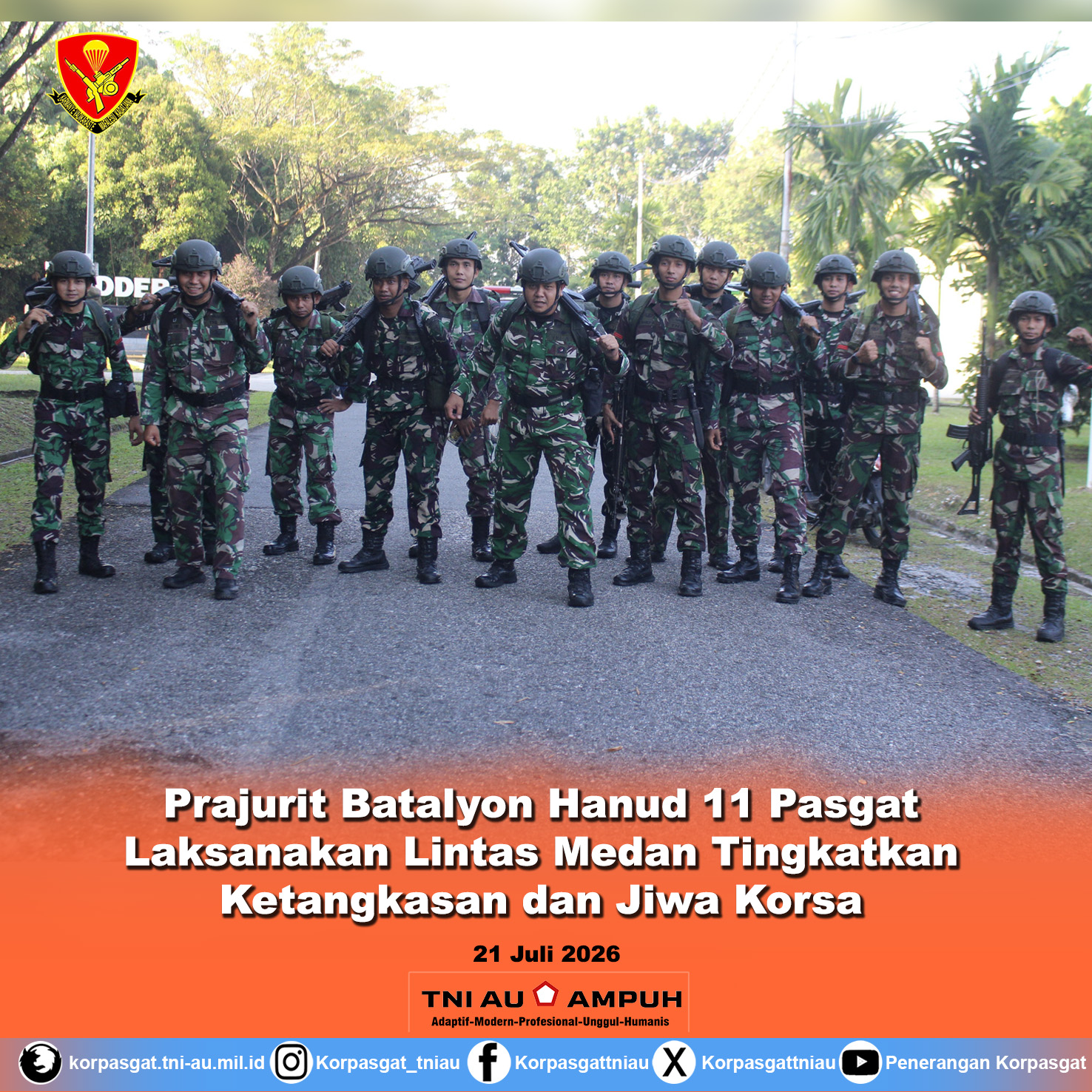 Prajurit Batalyon Hanud 11 Pasgat Laksanakan Lintas Medan Tingkatkan Ketangkasan dan Jiwa Korsa Prajurit Batalyon Hanud 11 Pasgat Laksanakan Lintas Medan Tingkatkan Ketangkasan dan Jiwa Korsa