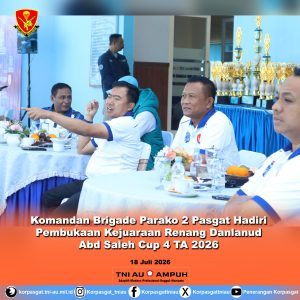 Komandan Brigade Parako 2 Pasgat Hadiri Pembukaan Kejuaraan Renang Danlanud Abd Saleh Cup 4 TA 2026