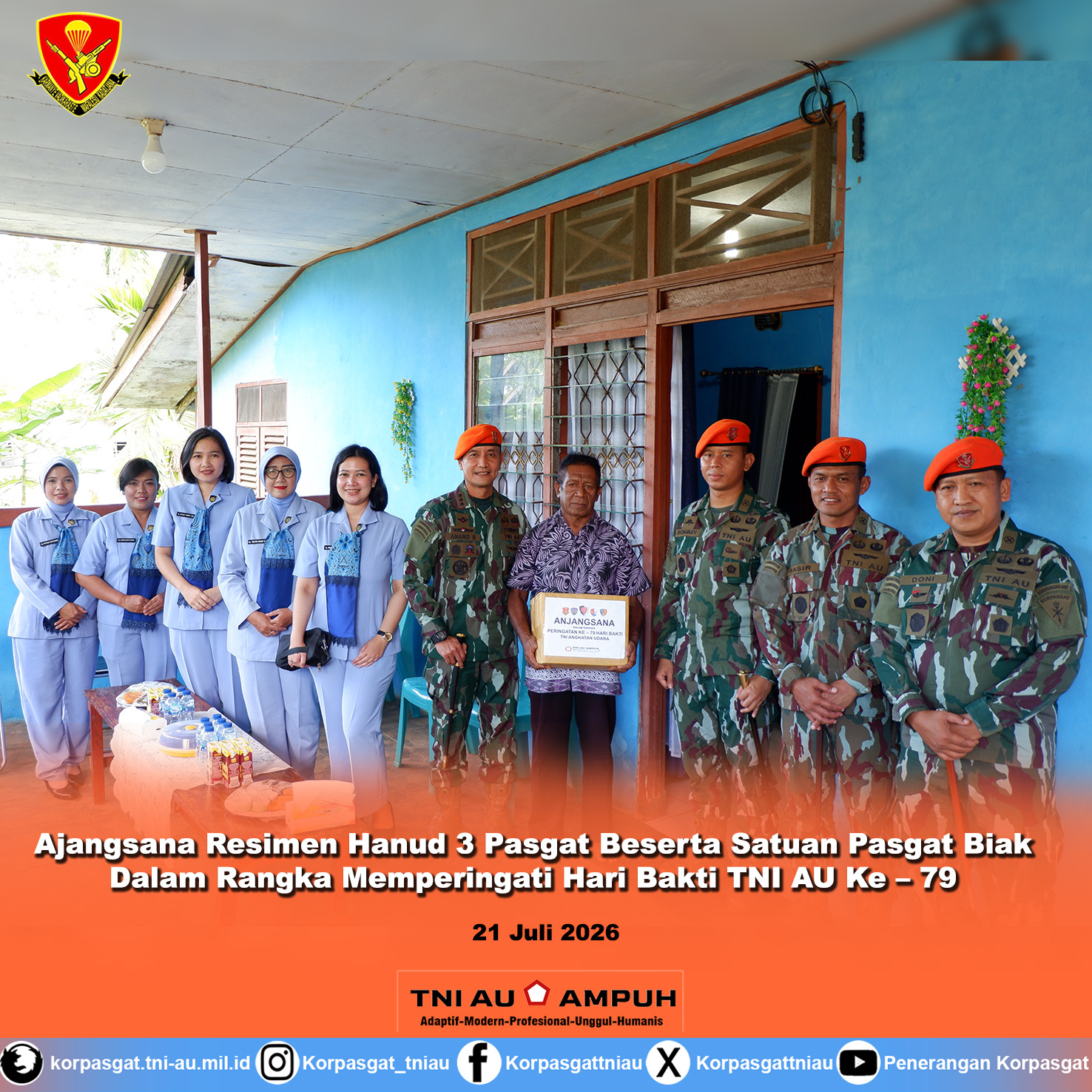 Ajangsana Resimen Hanud 3 Pasgat Beserta Satuan Pasgat Biak Dalam Rangka Memperingati Hari Bakti TNI AU Ke – 79 Ajangsana Resimen Hanud 3 Pasgat Beserta Satuan Pasgat Biak Dalam Rangka Memperingati Hari Bakti TNI AU Ke – 79