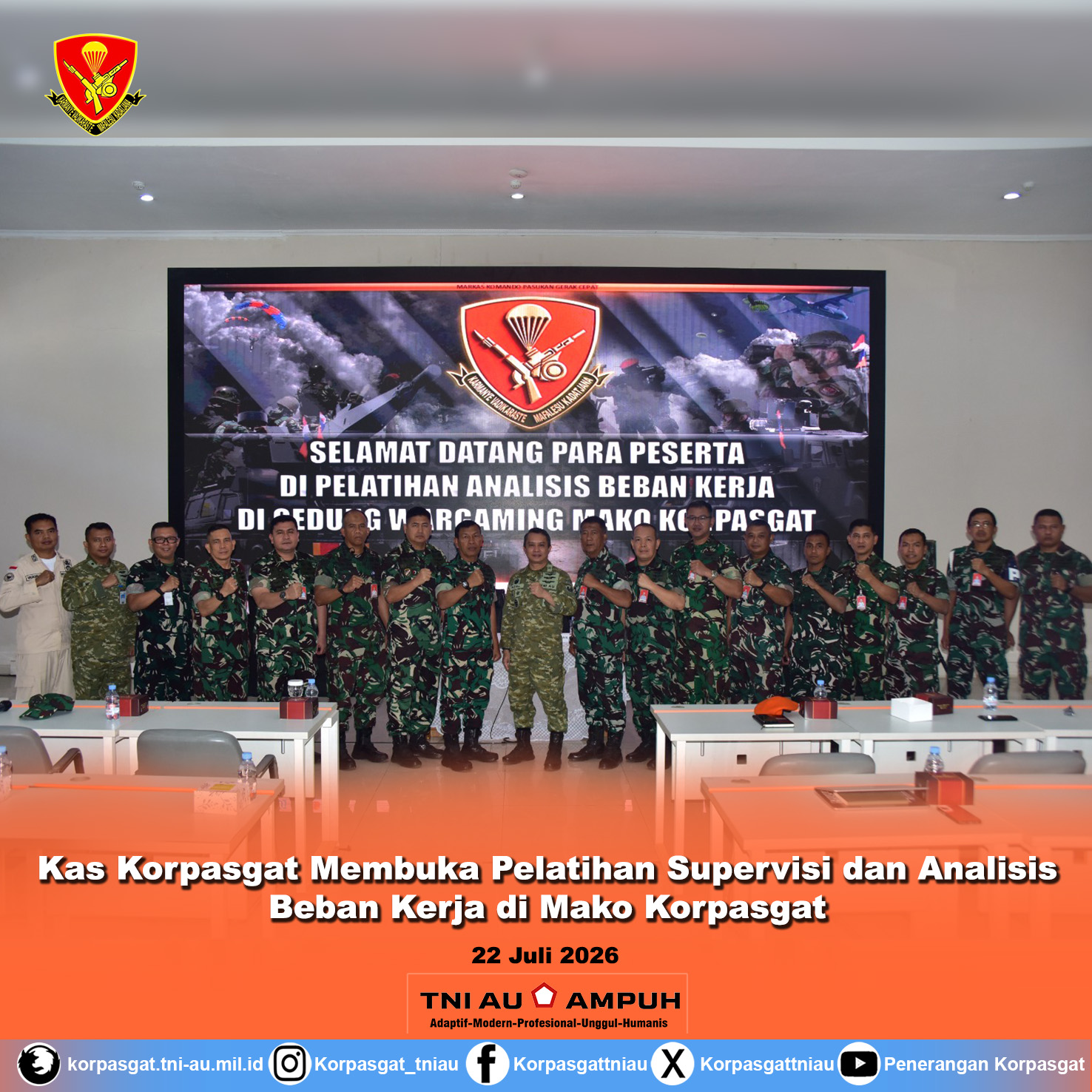 Kas Korpasgat Membuka Pelatihan Supervisi dan Analisis Beban Kerja di Mako Korpasgat