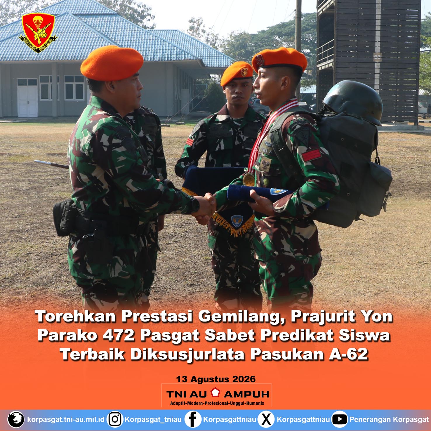 Torehkan Prestasi Gemilang, Prajurit Yon Parako 472 Pasgat Sabet Predikat Siswa Terbaik Diksusjurlata Pasukan A-62