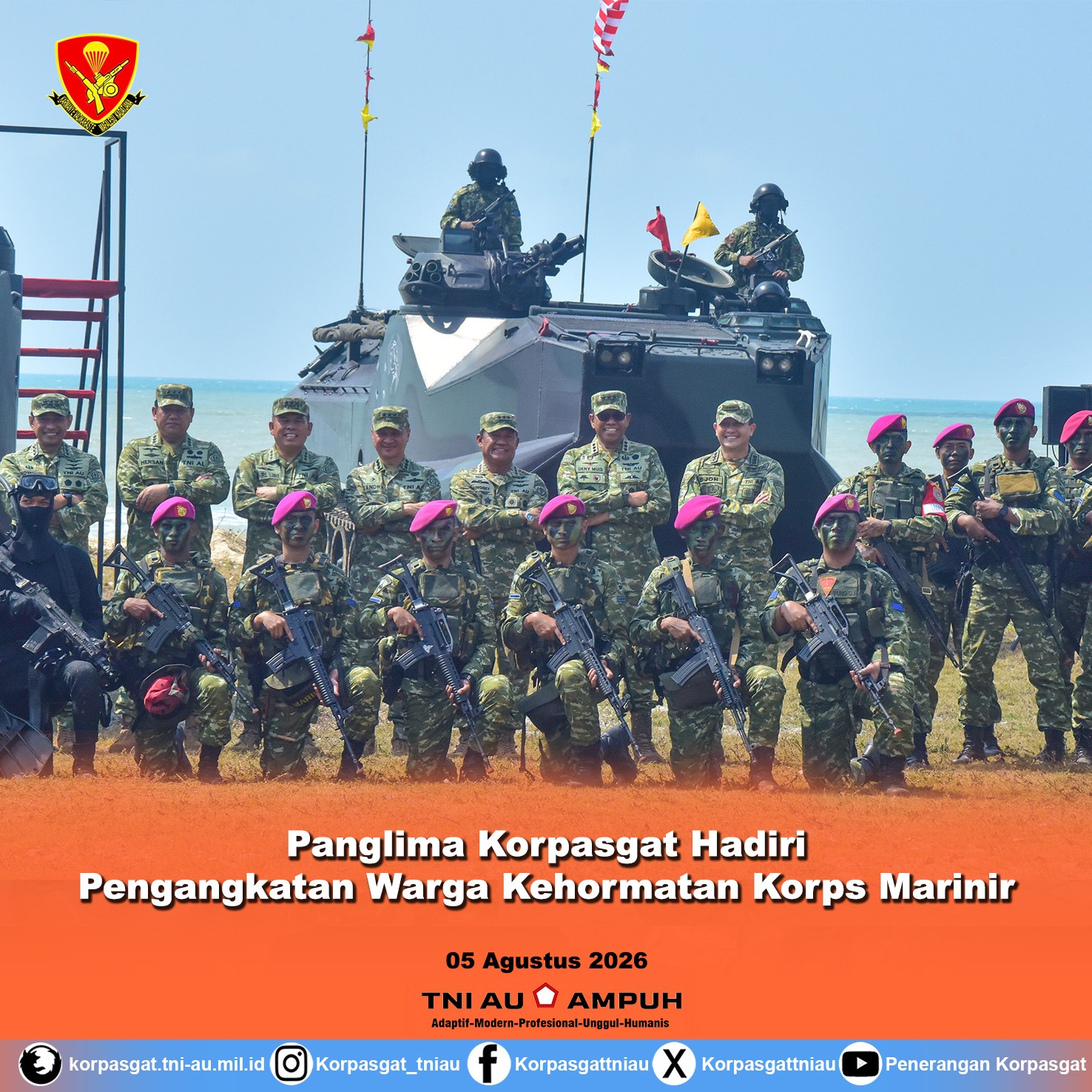 Panglima Korpasgat Hadiri Pengangkatan Warga Kehormatan Korps Marinir