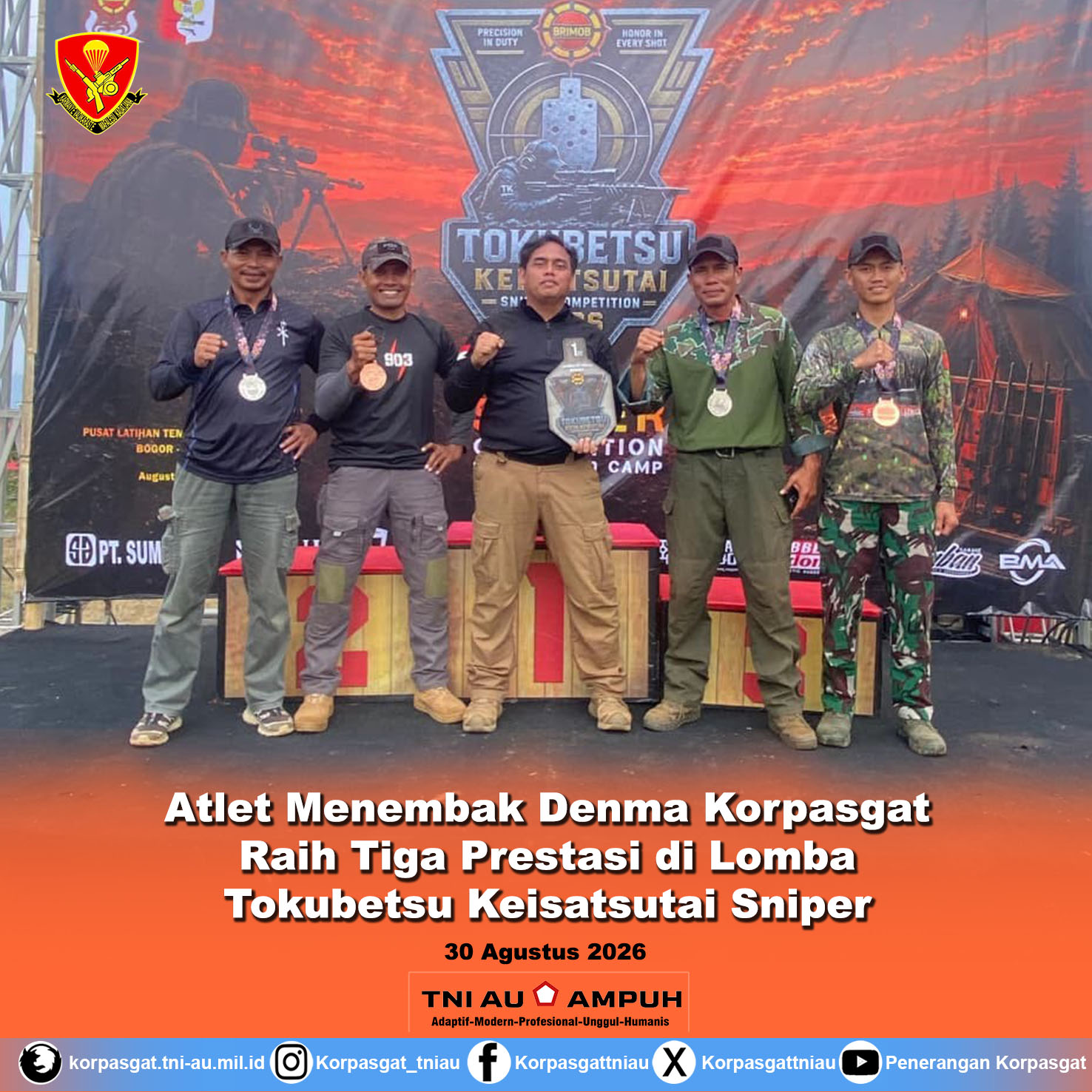 Atlet Menembak Denma Korpasgat Raih Tiga Prestasi di Lomba Tokubetsu Keisatsutai Sniper