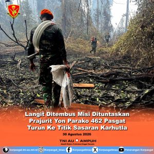 Langit Ditembus, Misi Dituntaskan Prajurit Yon Parako 462 Pasgat Turun Ke Titik Sasaran Karhutla