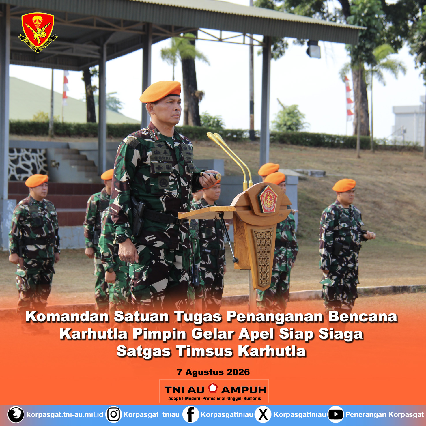 Komandan Satuan Tugas Penanganan Bencana Karhutla Pimpin Gelar Apel Siap Siaga Satgas Timsus Karhutla