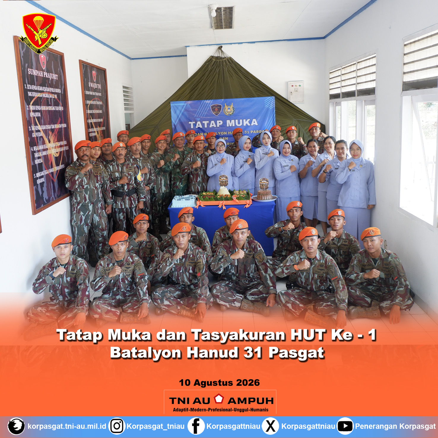 Tatap Muka dan Tasyakuran HUT Ke-1 Batalyon Hanud 31 Pasgat